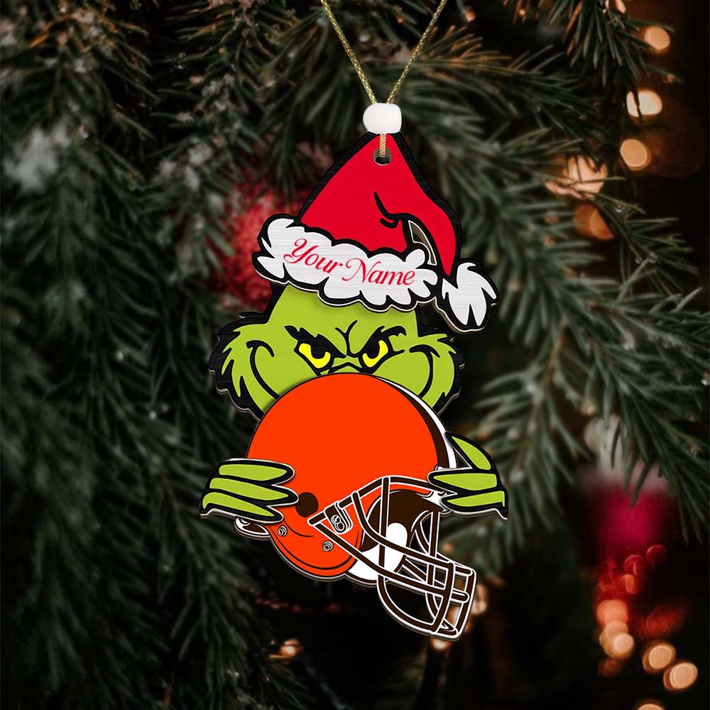 Sportswearmerch Cleveland Browns NFL x The Grinch Christmas Acrylic Ornament Gift For Fans