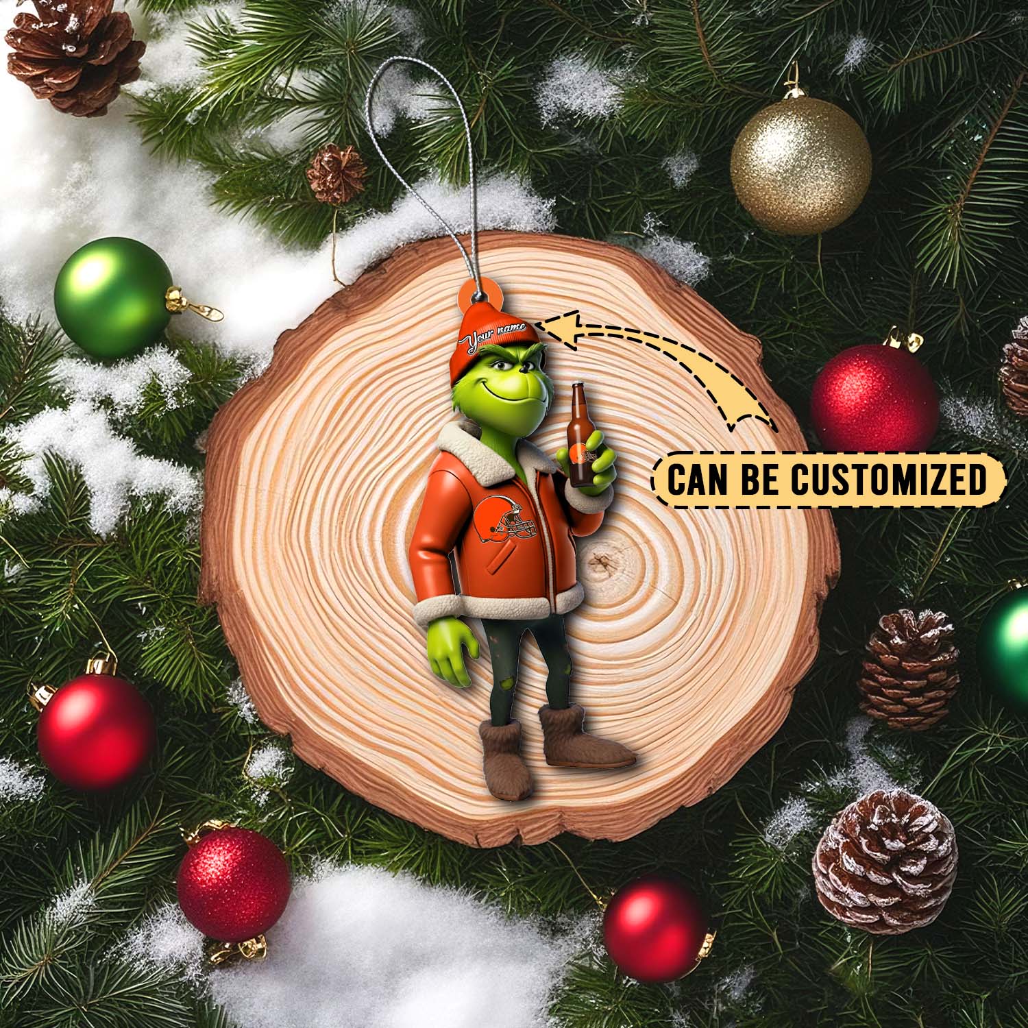 Sportswearmerch Cleveland Browns NFL x The Grinh Acrylic Ornament Gift For Fans
