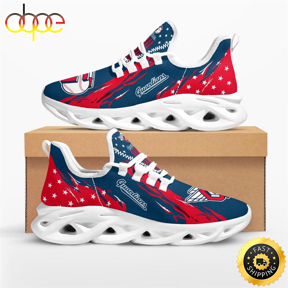 Sportswearmerch Cleveland Guardians MLB Stars and Stripes Max Soul Shoes Sneakers For Men And Women