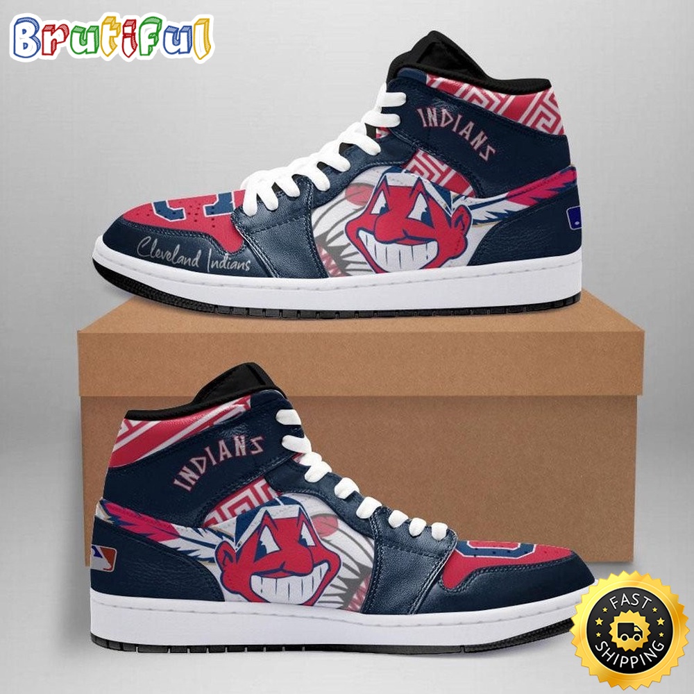 Sportswearmerch Cleveland Indians MLB AJ1 High Sneakers Shoes For Men And Women