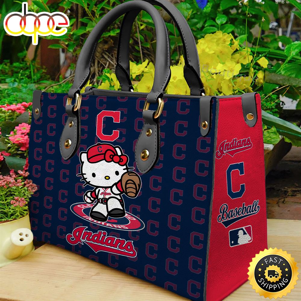 Sportswearmerch Cleveland Indians MLB x Kitty Women Leather Hand Bag For Fan