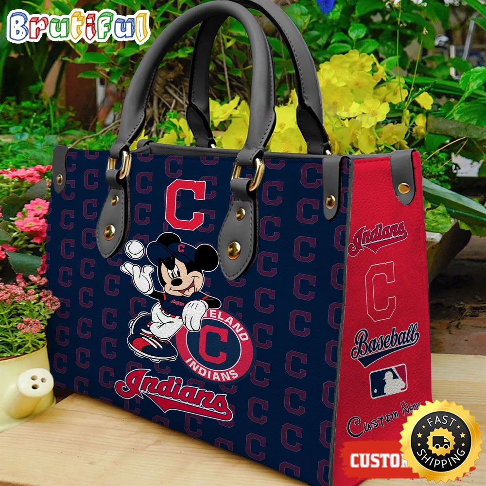 Sportswearmerch Cleveland Indians MLB x Mickey Leather Handbag For Fan