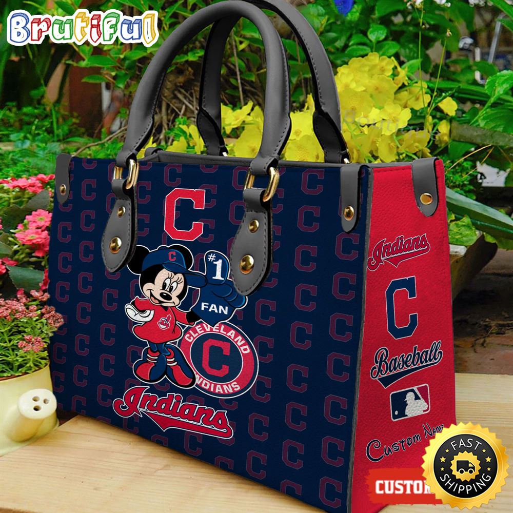 Sportswearmerch Cleveland Indians MLB x Minnie Leather Handbag For Fan