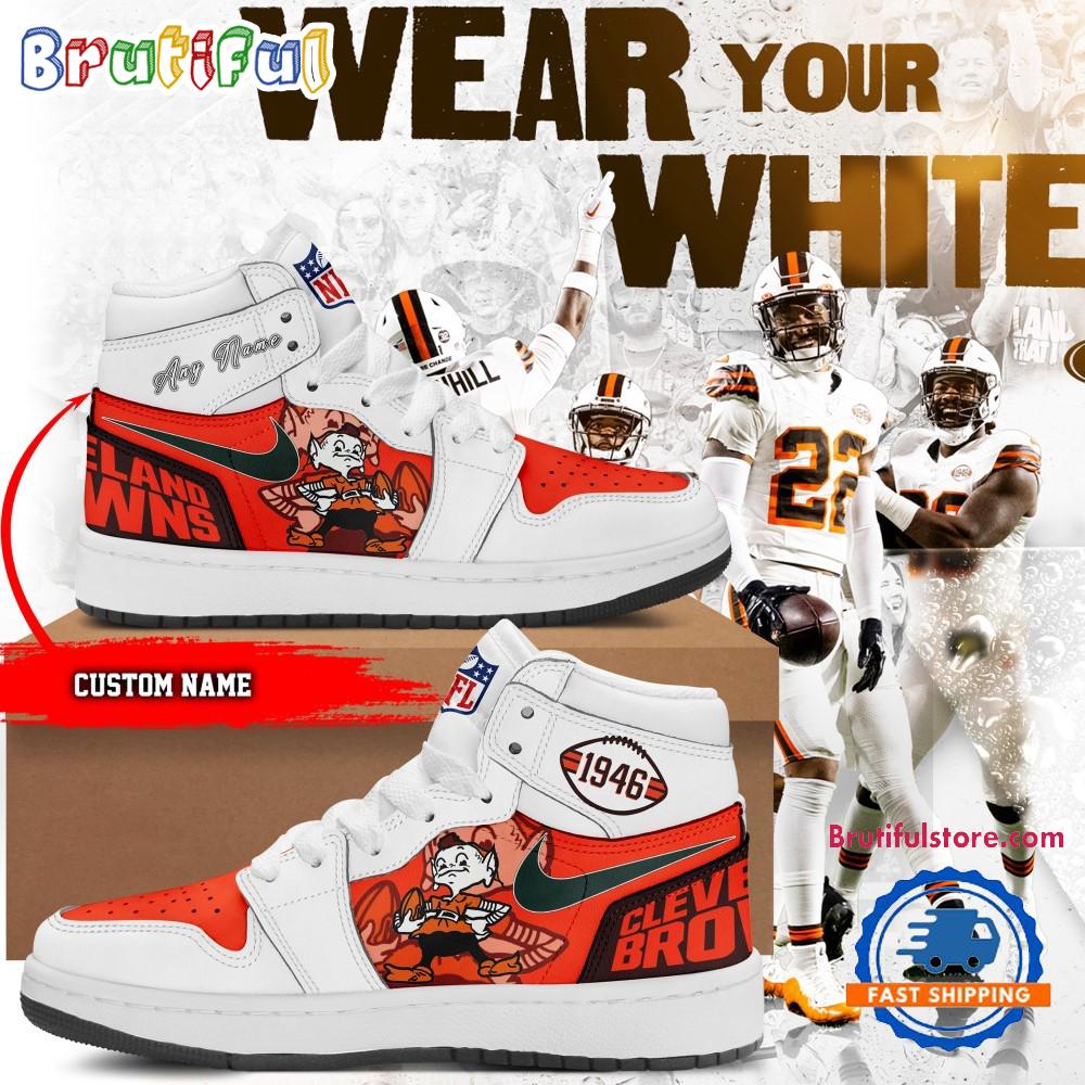 Sportswearmerch Cleveland s NFL Wear Your White AJ1 High Sneakers Shoes For Men And Women
