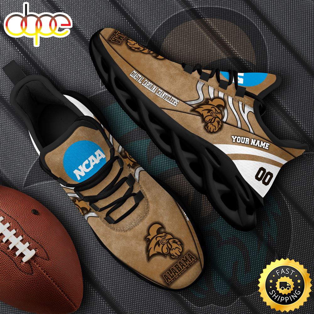 Sportswearmerch Coastal Carolina Chanticleers NCAA Black Max Soul Shoes Sneakers For Men And Women