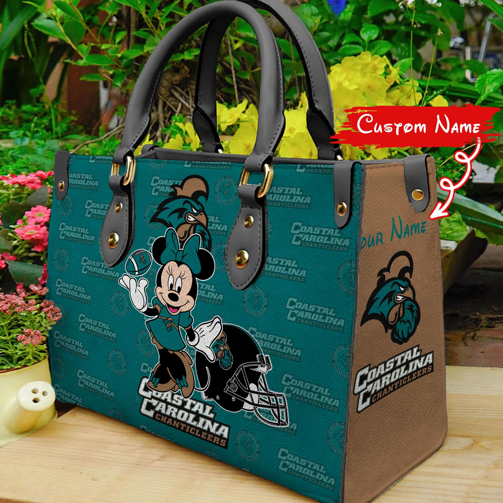 Sportswearmerch Coastal Carolina Chanticleers NCAA x Minnie Women Leather Handbag For Fan