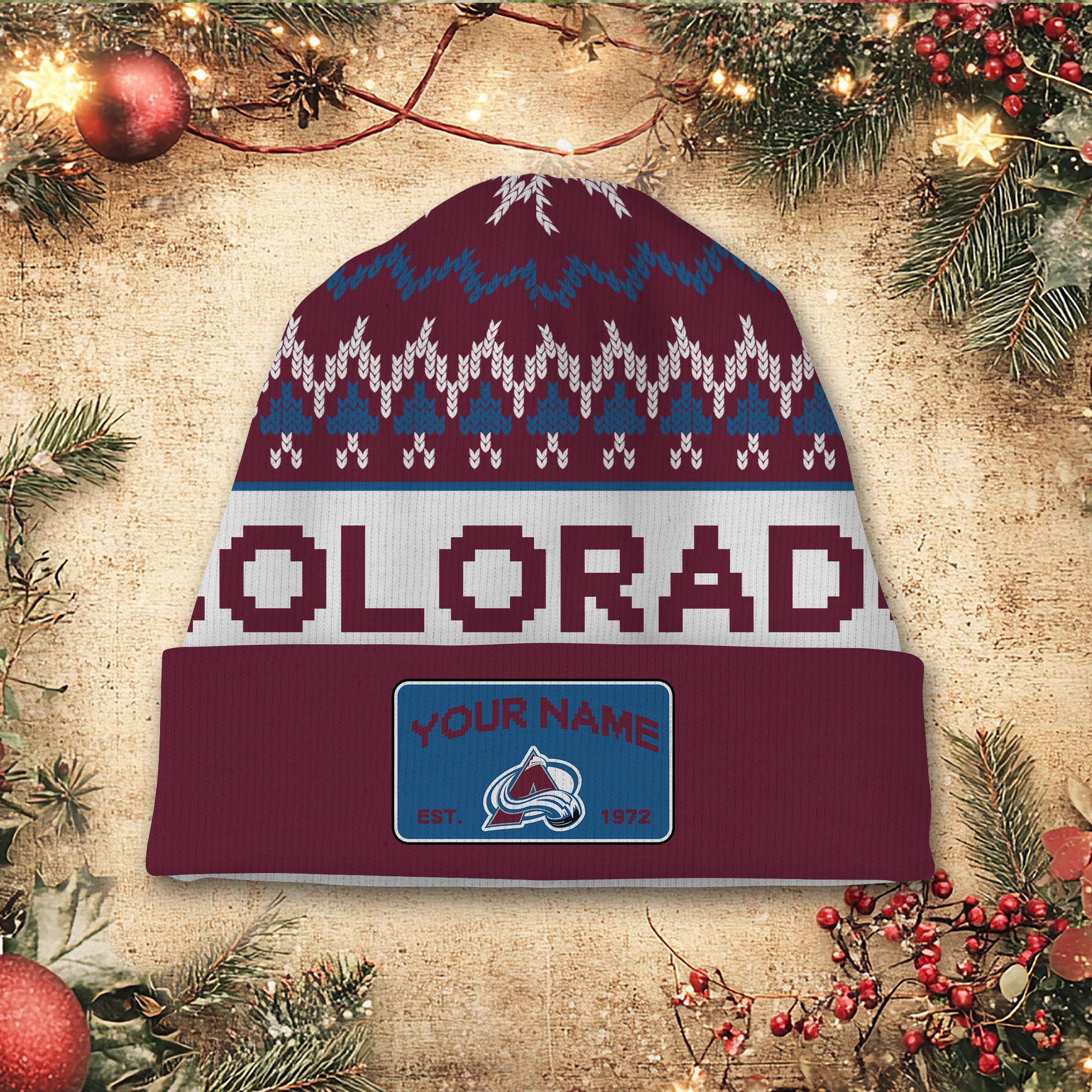 Sportswearmerch Colorado Avalanche NHL Christmas Beanie Hat For Fan