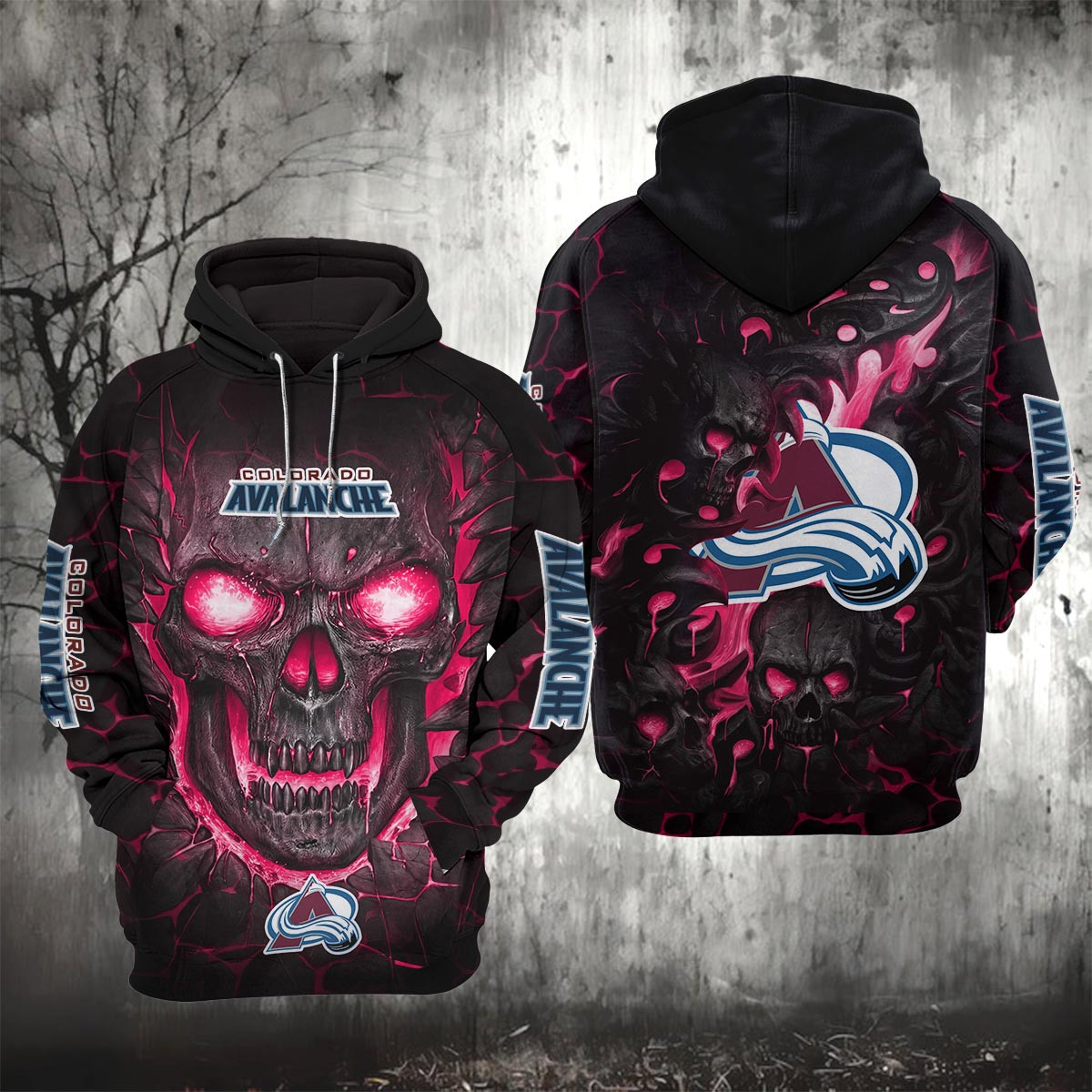 Sportswearmerch Colorado Avalanche NHL Lava Skull Hoodie For Fan