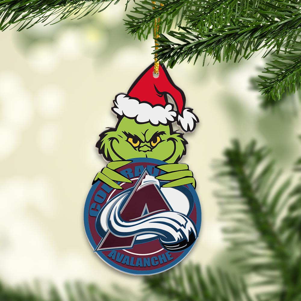 Sportswearmerch Colorado Avalanche NHL x Grinch Christmas Acrylic Ornament For Fans