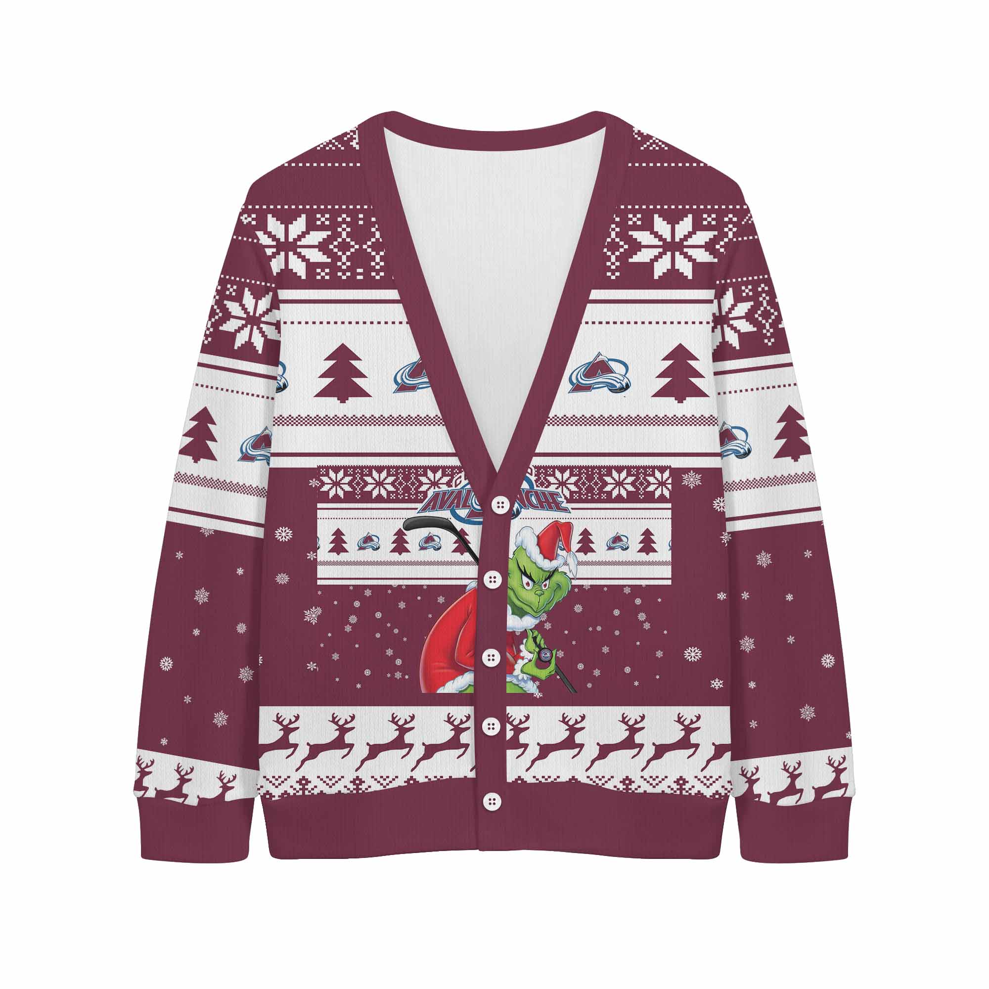 Sportswearmerch Colorado Avalanche NHL x Grinch Christmas Cardigan For Fan