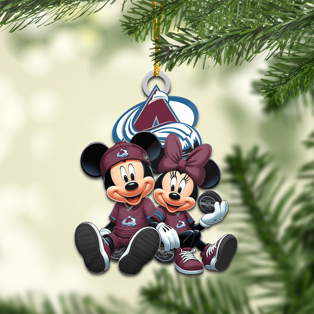 Sportswearmerch Colorado Avalanche NHL x Mickey and Minnie Mouse Personalized Acrylic Ornament For Fans