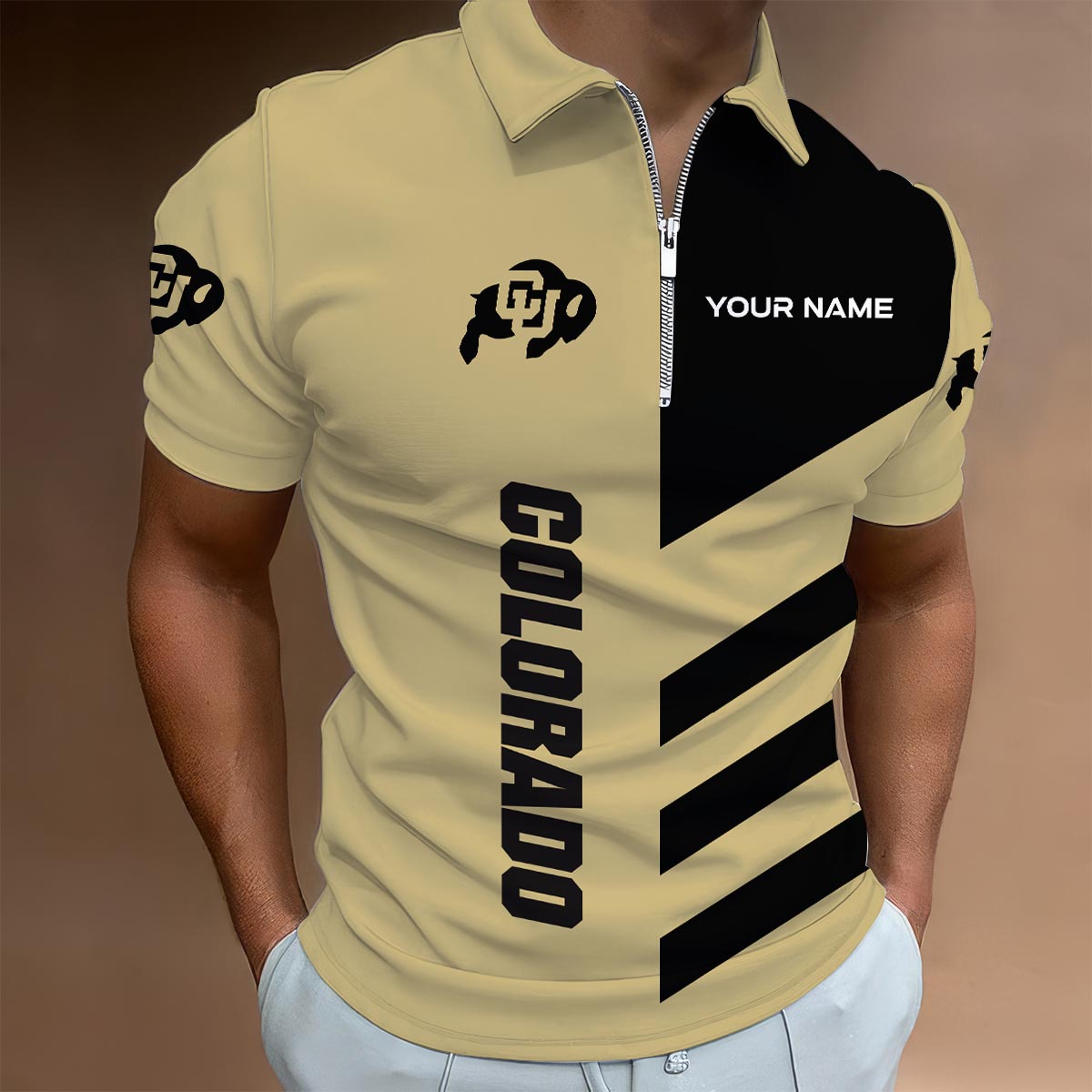 Sportswearmerch Colorado Buffaloes NCAA Lapel Zip Polo Shirt For Fan
