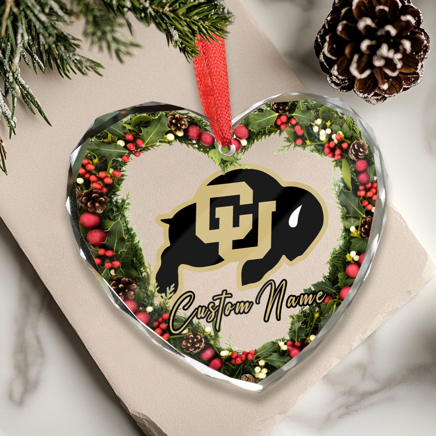 Sportswearmerch Colorado Buffaloes NCAA x Christmas Glass Ornament Gift For Fans