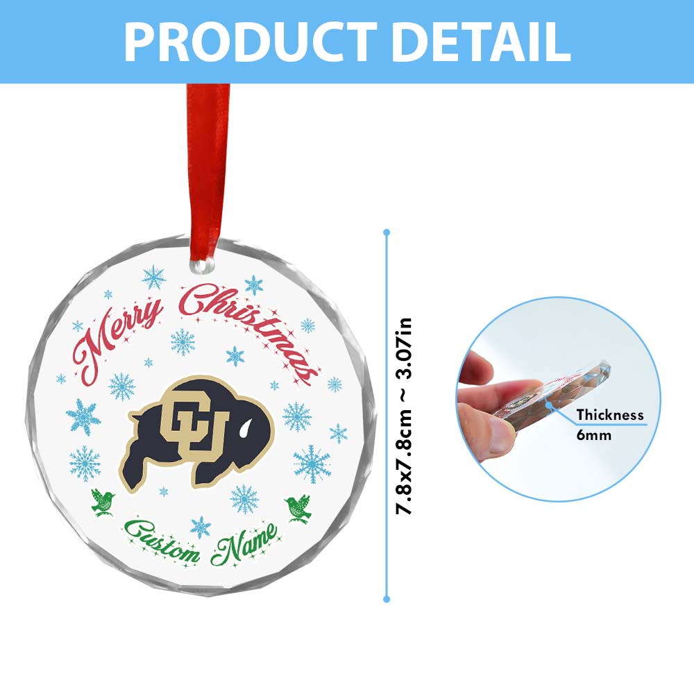 Sportswearmerch Colorado Buffaloes NCAA x Christmas Glass Ornament Gift For Fans
