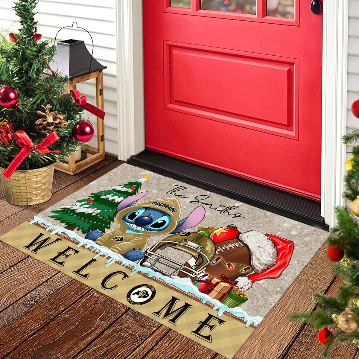 Sportswearmerch Colorado Buffaloes NCAA x Cute Stitch Christmas Doormat For Fan