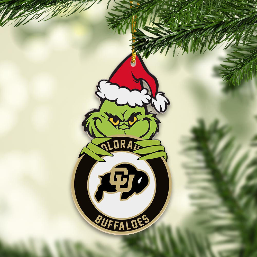Sportswearmerch Colorado Buffaloes NCAA x Grinch Christmas Acrylic Ornament For Fans