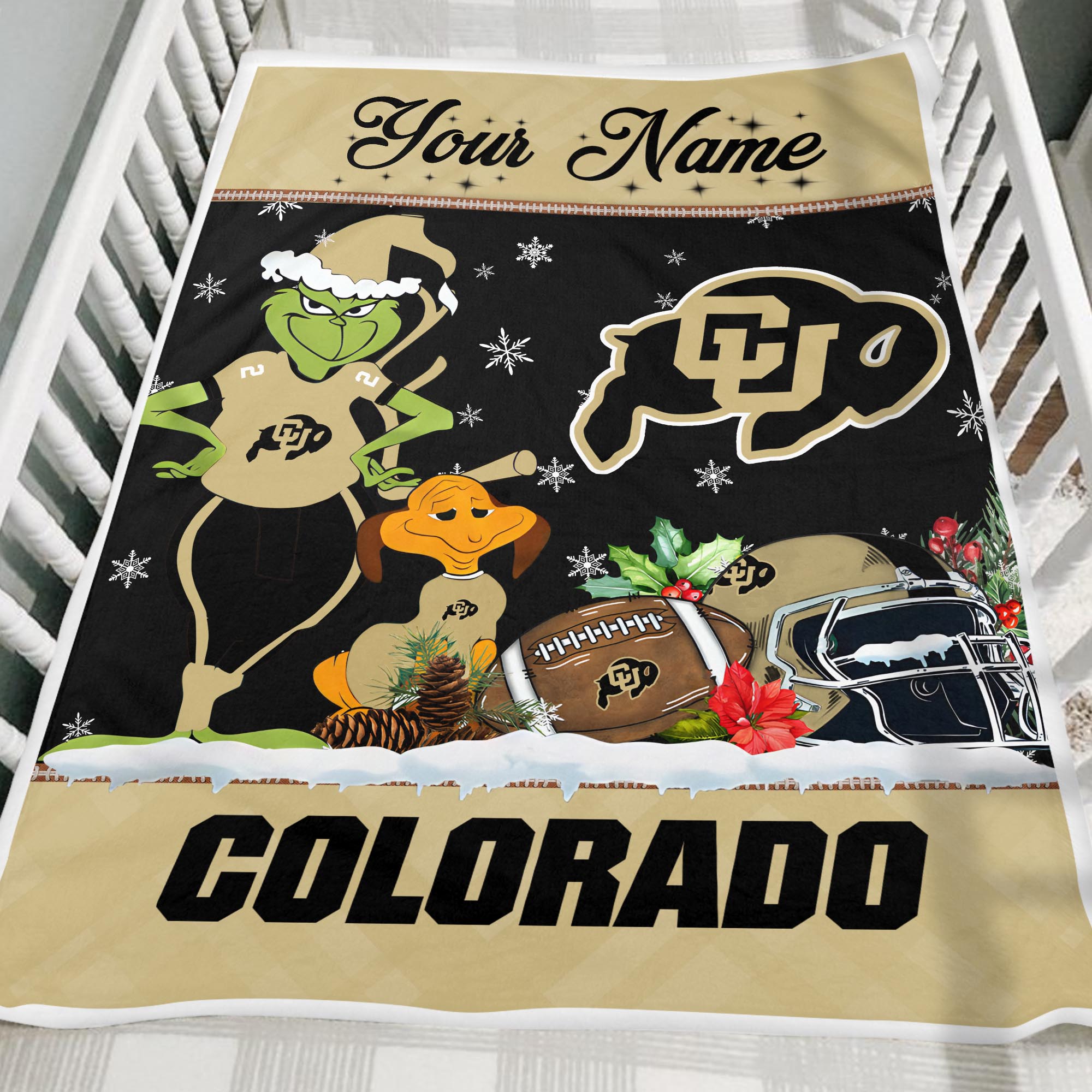 Sportswearmerch Colorado Buffaloes NCAA x Grinch Christmas Fleece Blanket For Fan