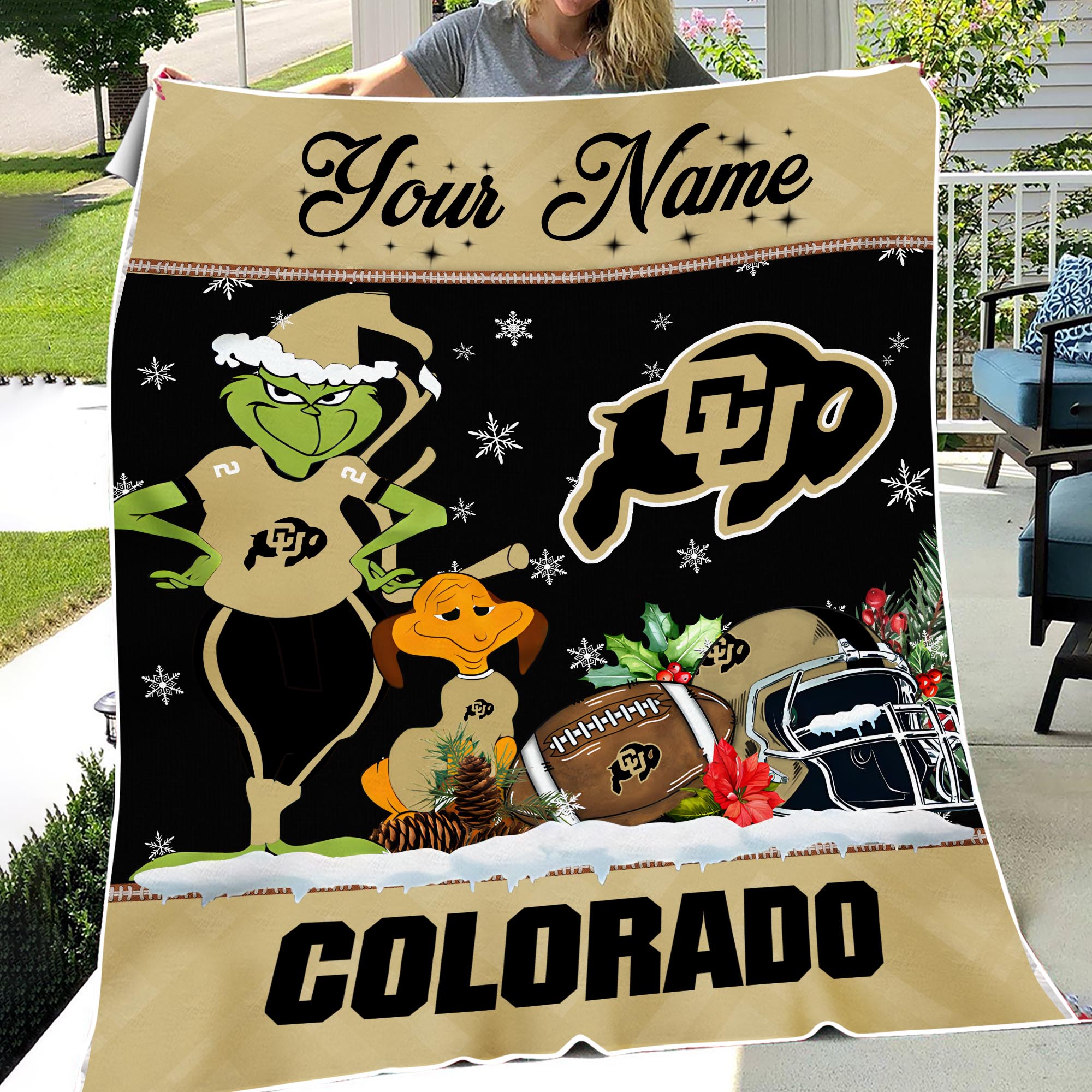 Sportswearmerch Colorado Buffaloes NCAA x Grinch Christmas Fleece Blanket For Fan