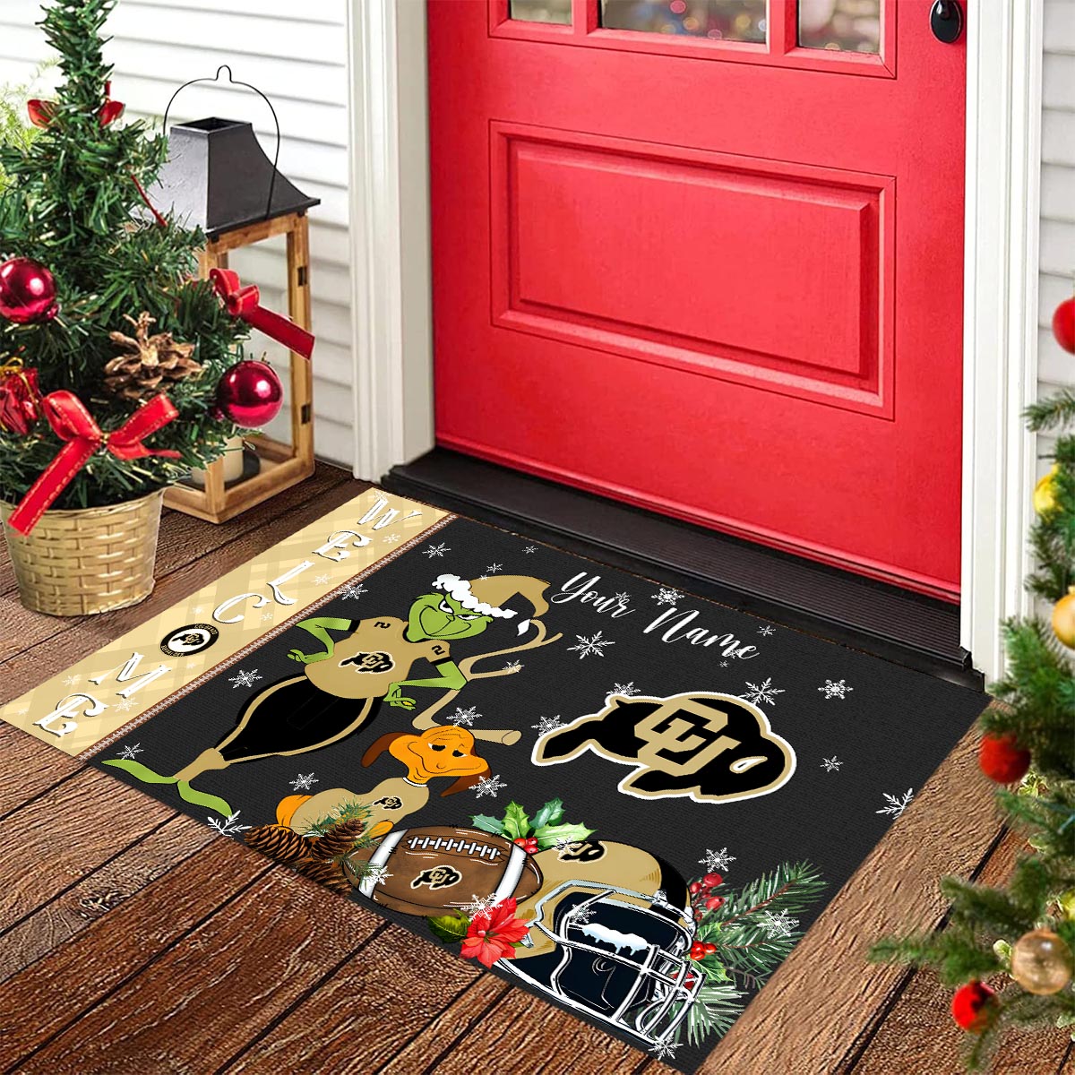 Sportswearmerch Colorado Buffaloes NCAA x Grinch Christmas Welcome Football Doormat For Fan