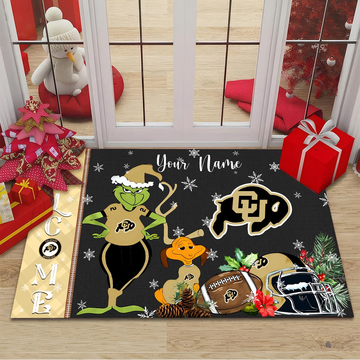 Sportswearmerch Colorado Buffaloes NCAA x Grinch Christmas Welcome Football Doormat For Fan