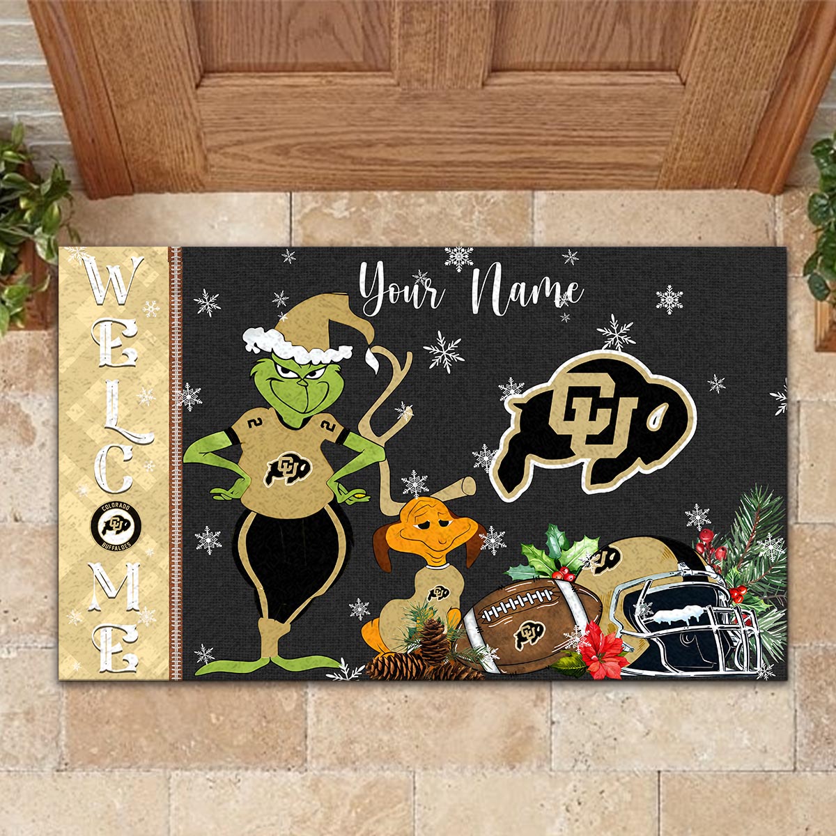 Sportswearmerch Colorado Buffaloes NCAA x Grinch Christmas Welcome Football Doormat For Fan