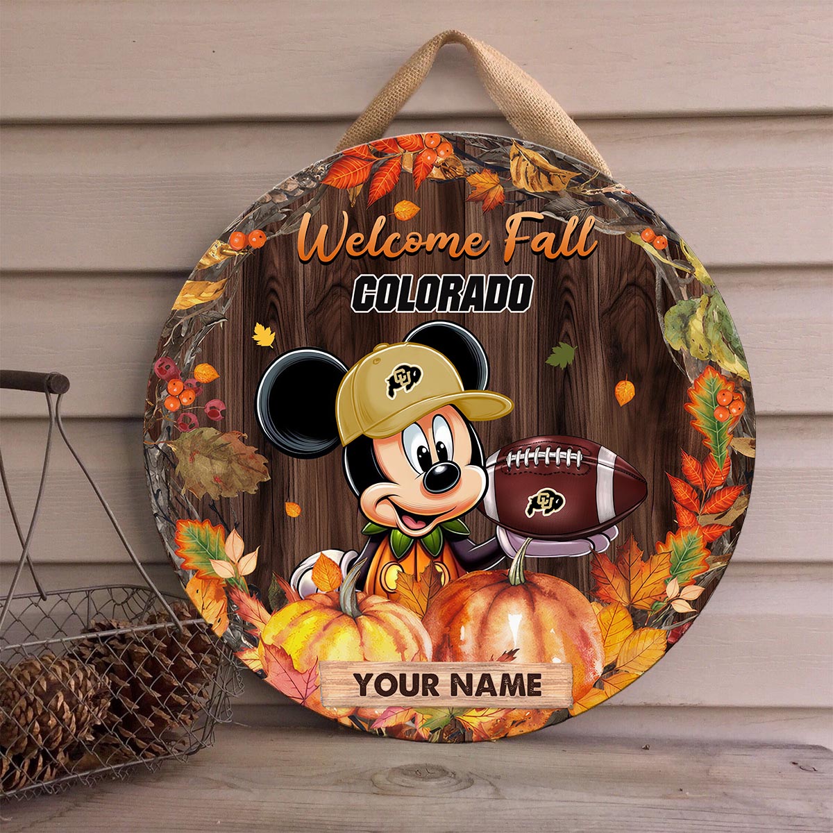 Sportswearmerch Colorado Buffaloes NCAA x Mickey Round Wooden Sign For Fan