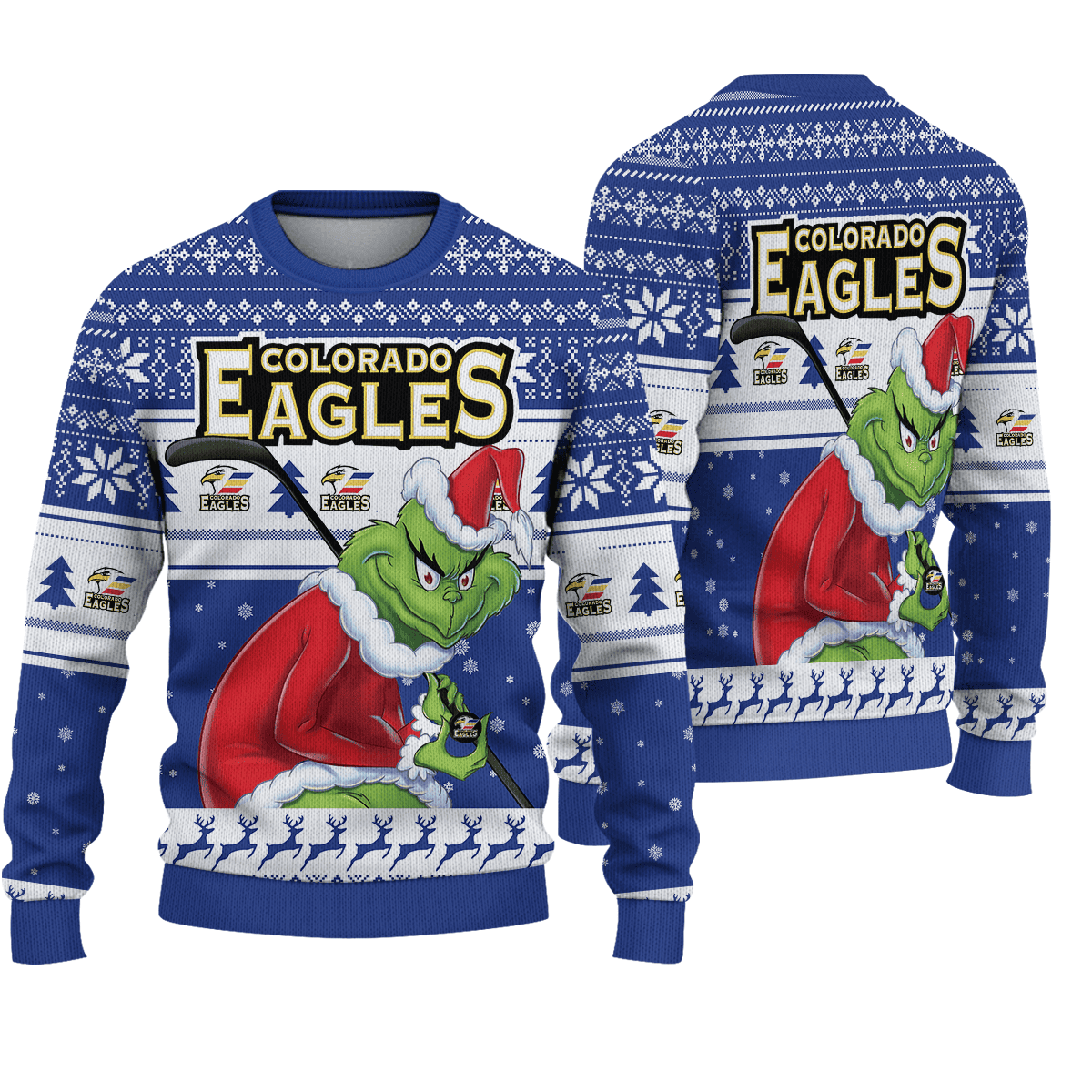 Sportswearmerch Colorado Eagles NHL x Grinch Christmas Ugly Sweater For Fans