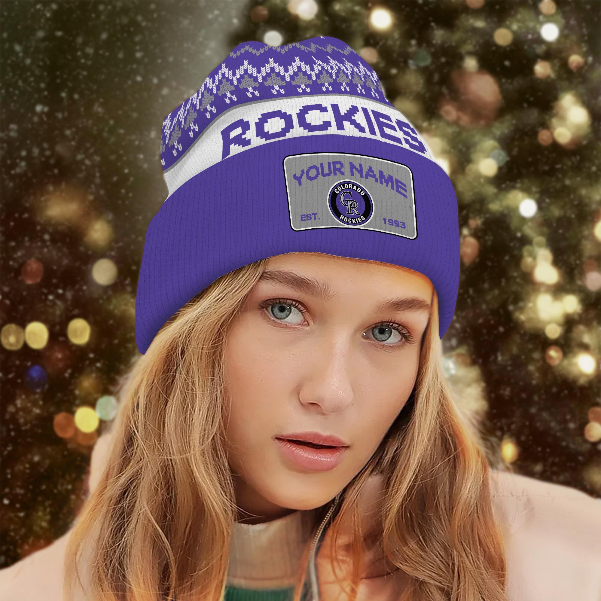 Sportswearmerch Colorado Rockies MLB Christmas Beanie Hat For Fan