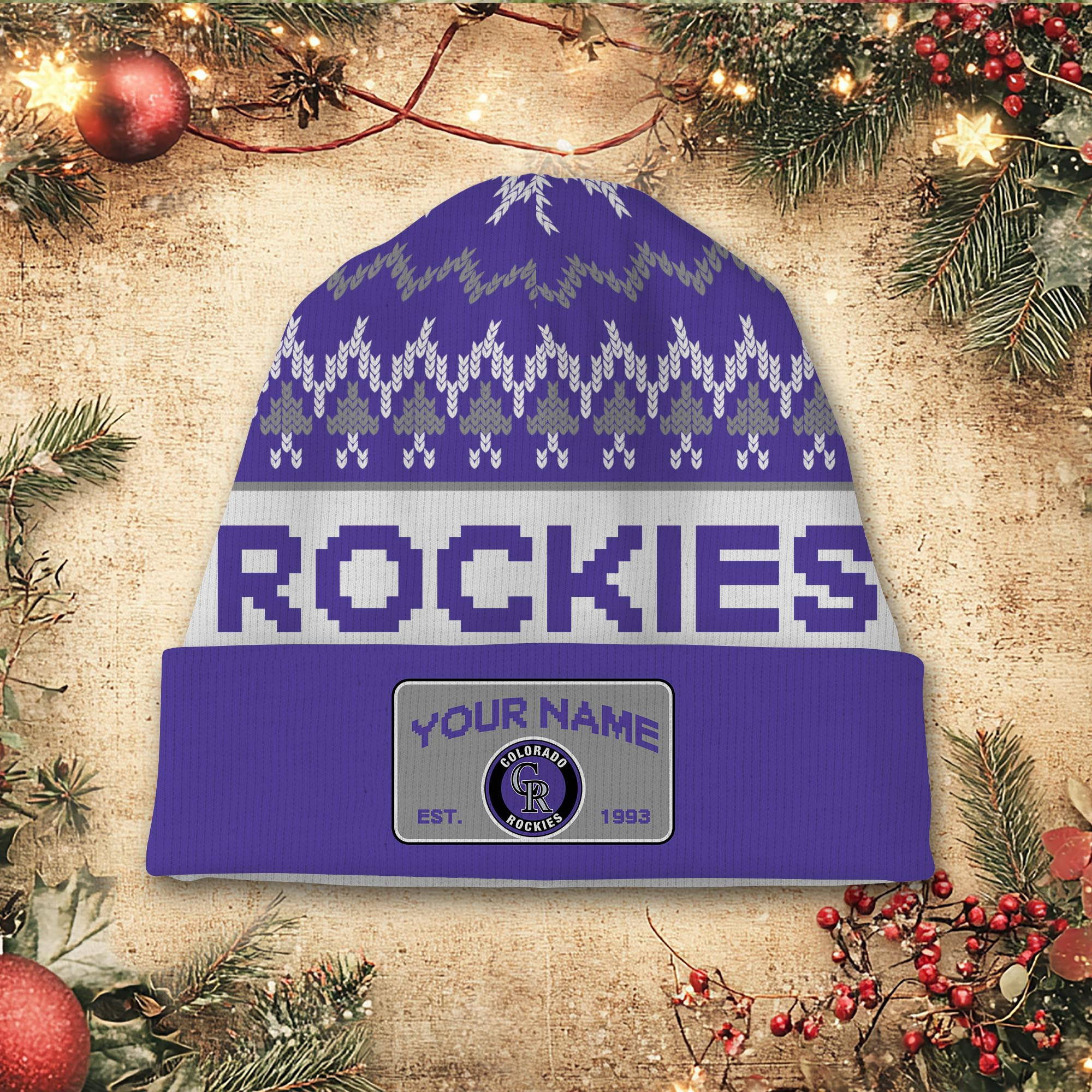 Sportswearmerch Colorado Rockies MLB Christmas Beanie Hat For Fan