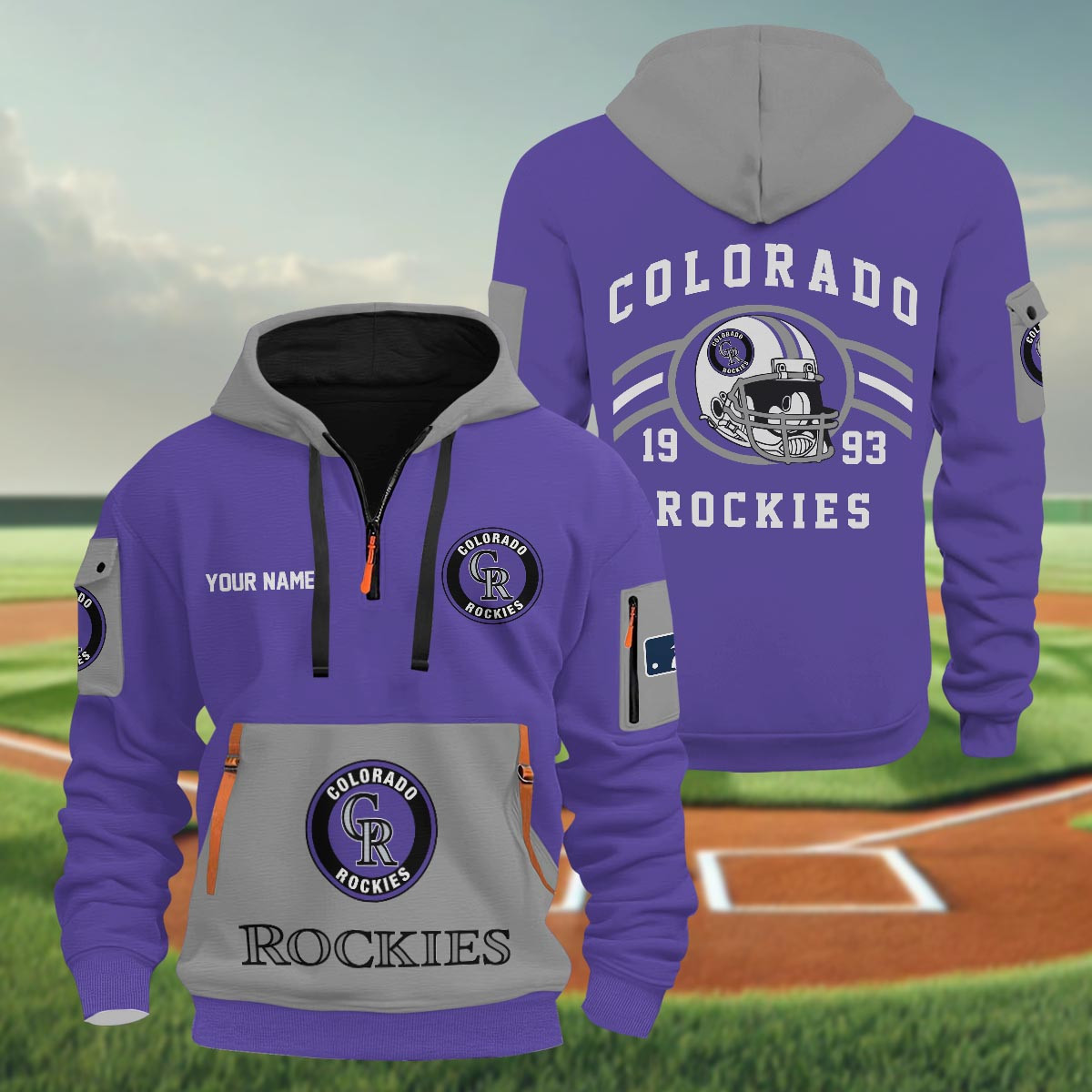 Sportswearmerch Colorado Rockies MLB Half Zip Hoodie Personalized For Fan