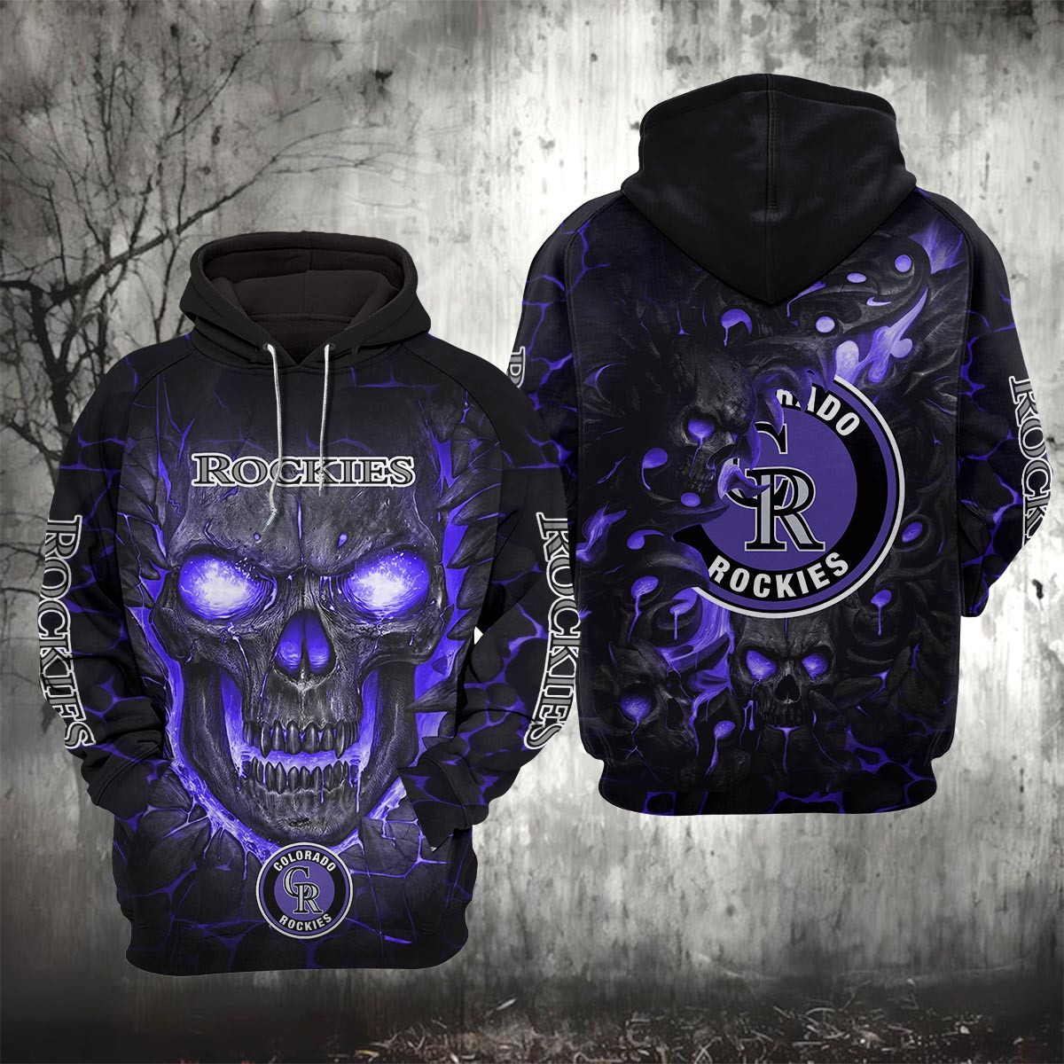 Sportswearmerch Colorado Rockies MLB Lava Skull Hoodie For Fan