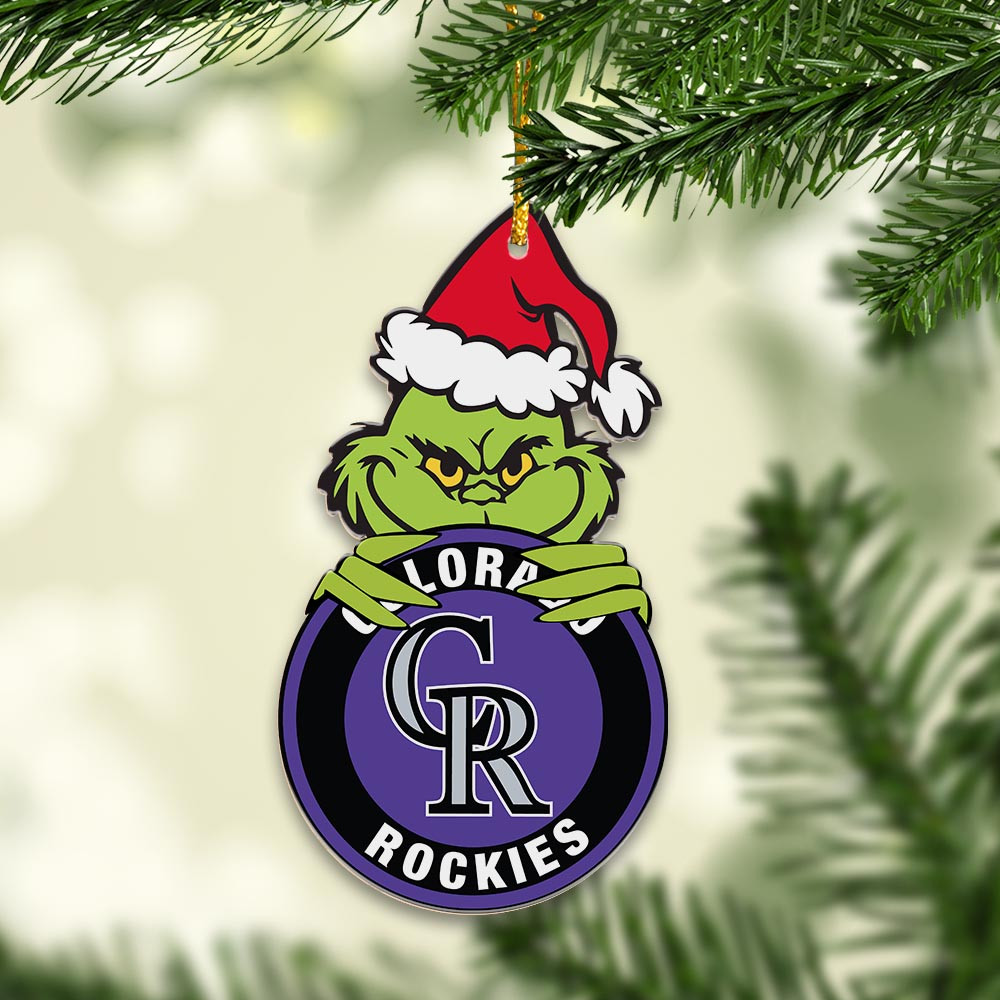 Sportswearmerch Colorado Rockies MLB x Grinch Christmas Acrylic Ornament For Fans