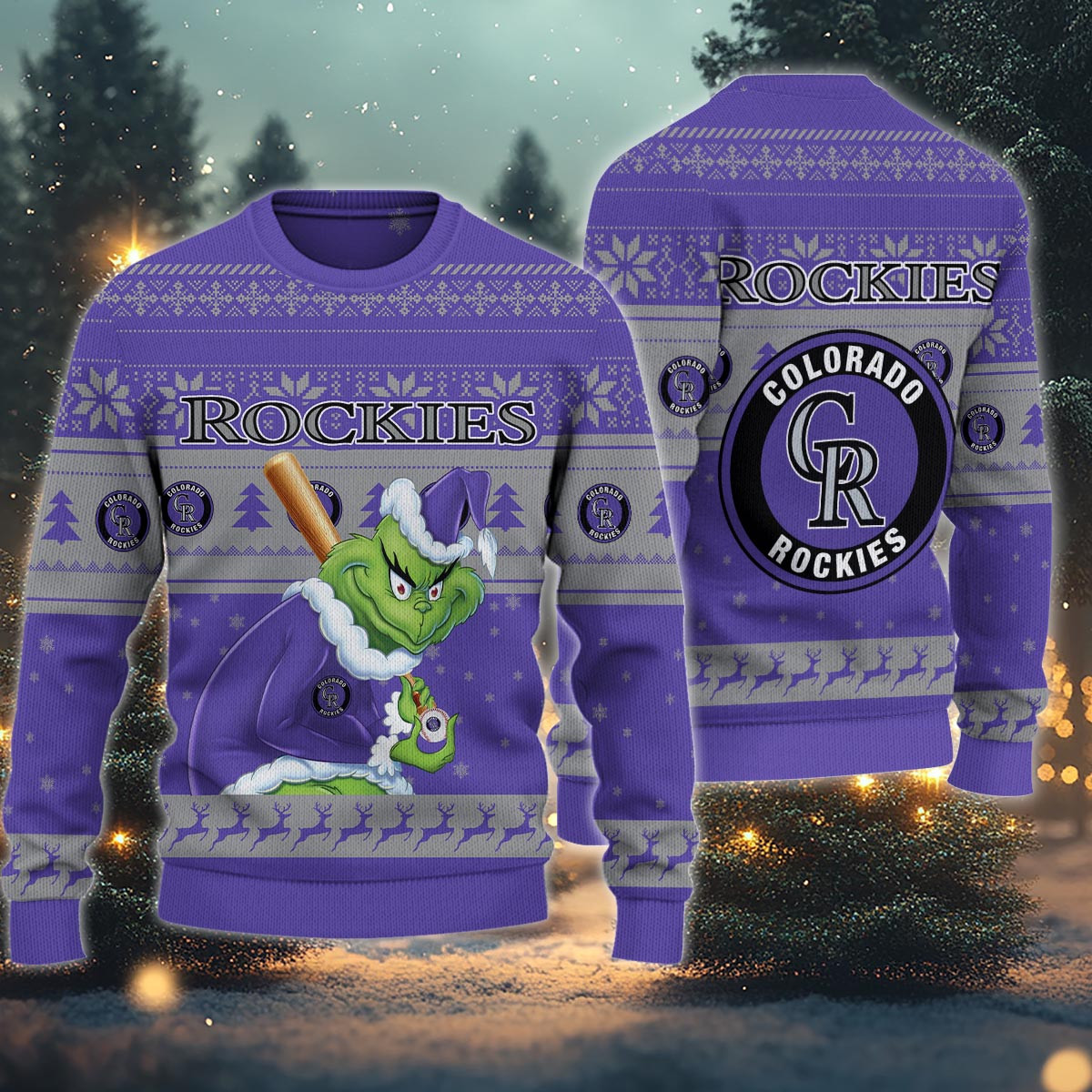 Sportswearmerch Colorado Rockies MLB x Grinch Christmas Ugly Sweater For Fans