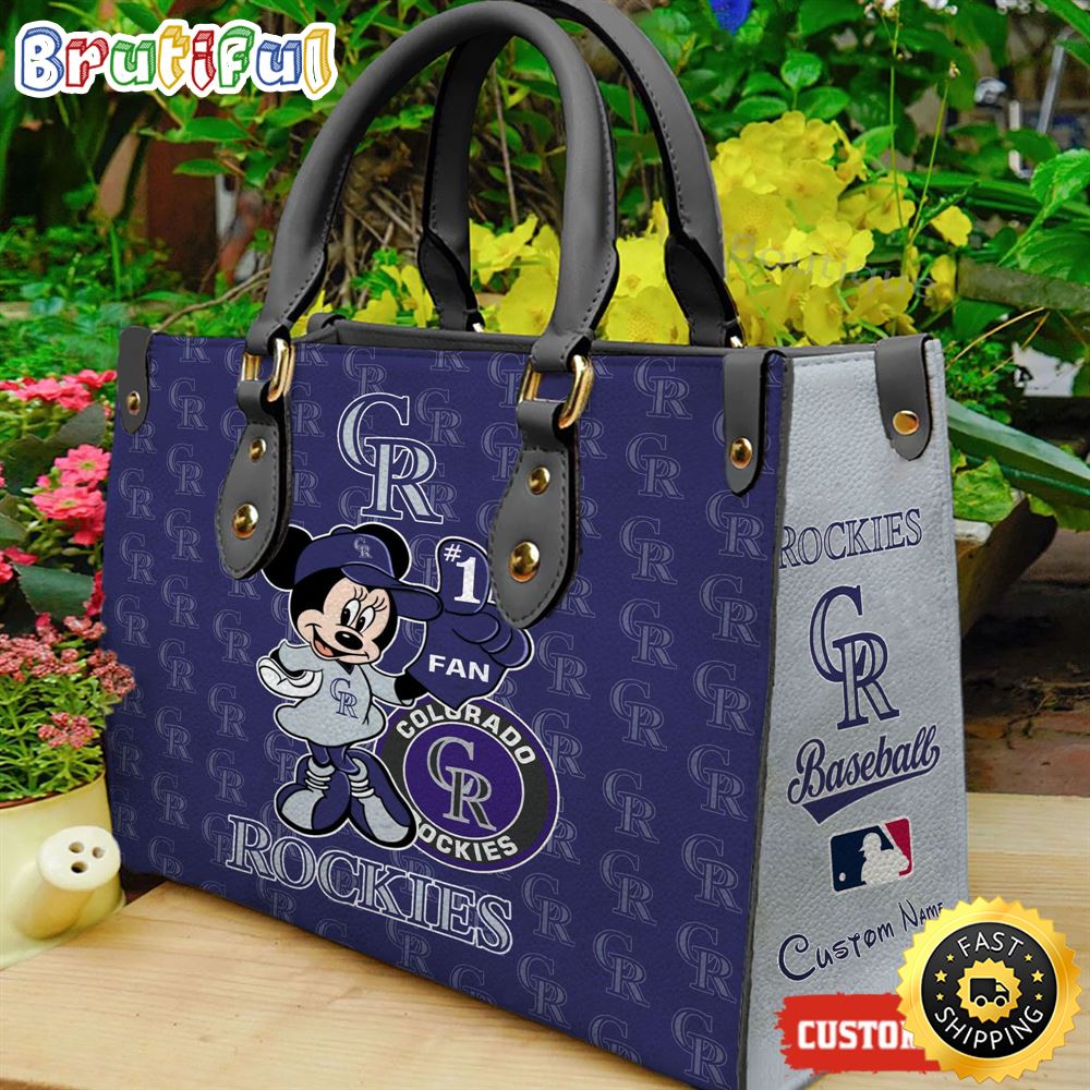 Sportswearmerch Colorado Rockies MLB x Minnie Leather Handbag For Fan