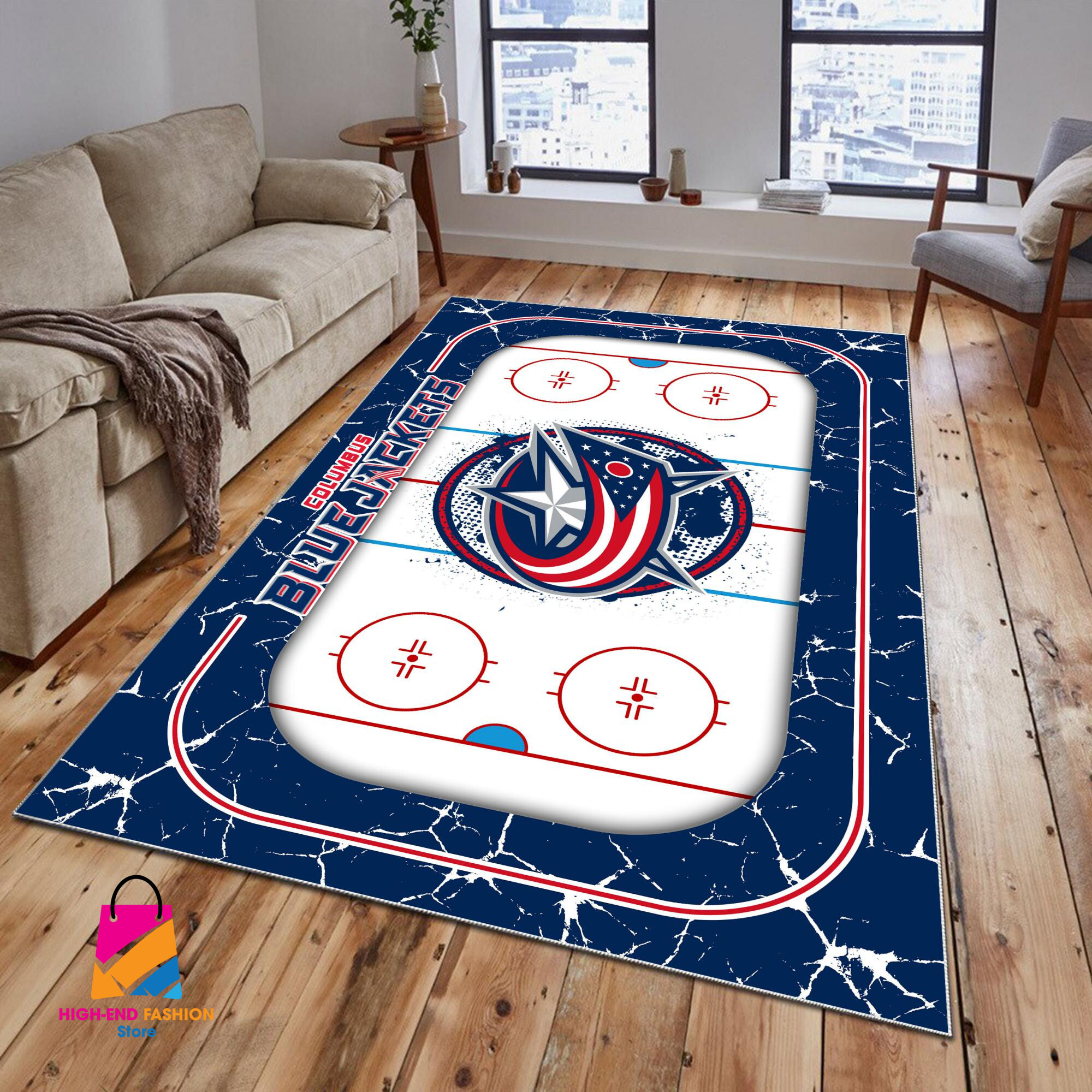 Sportswearmerch Columbus Blue Jackets NHL Area Rug For Fan