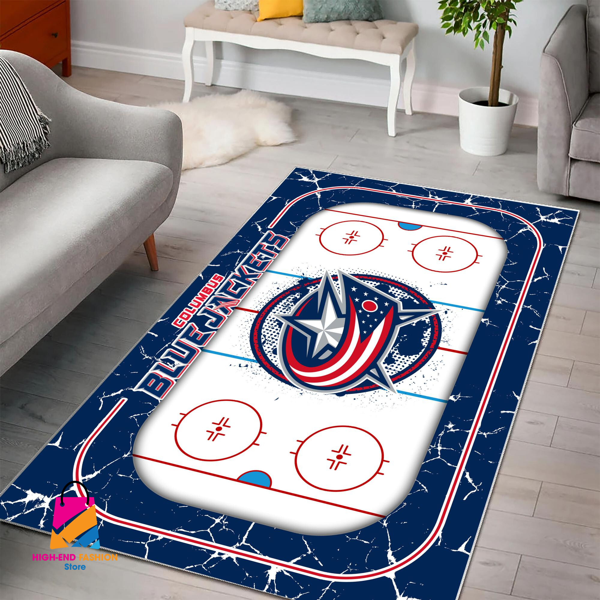 Sportswearmerch Columbus Blue Jackets NHL Area Rug For Fan