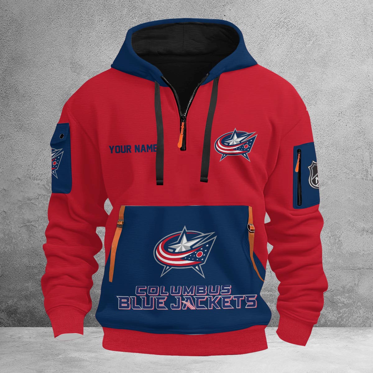 Sportswearmerch Columbus Blue Jackets NHL Half Zip Hoodie Personalized For Fan