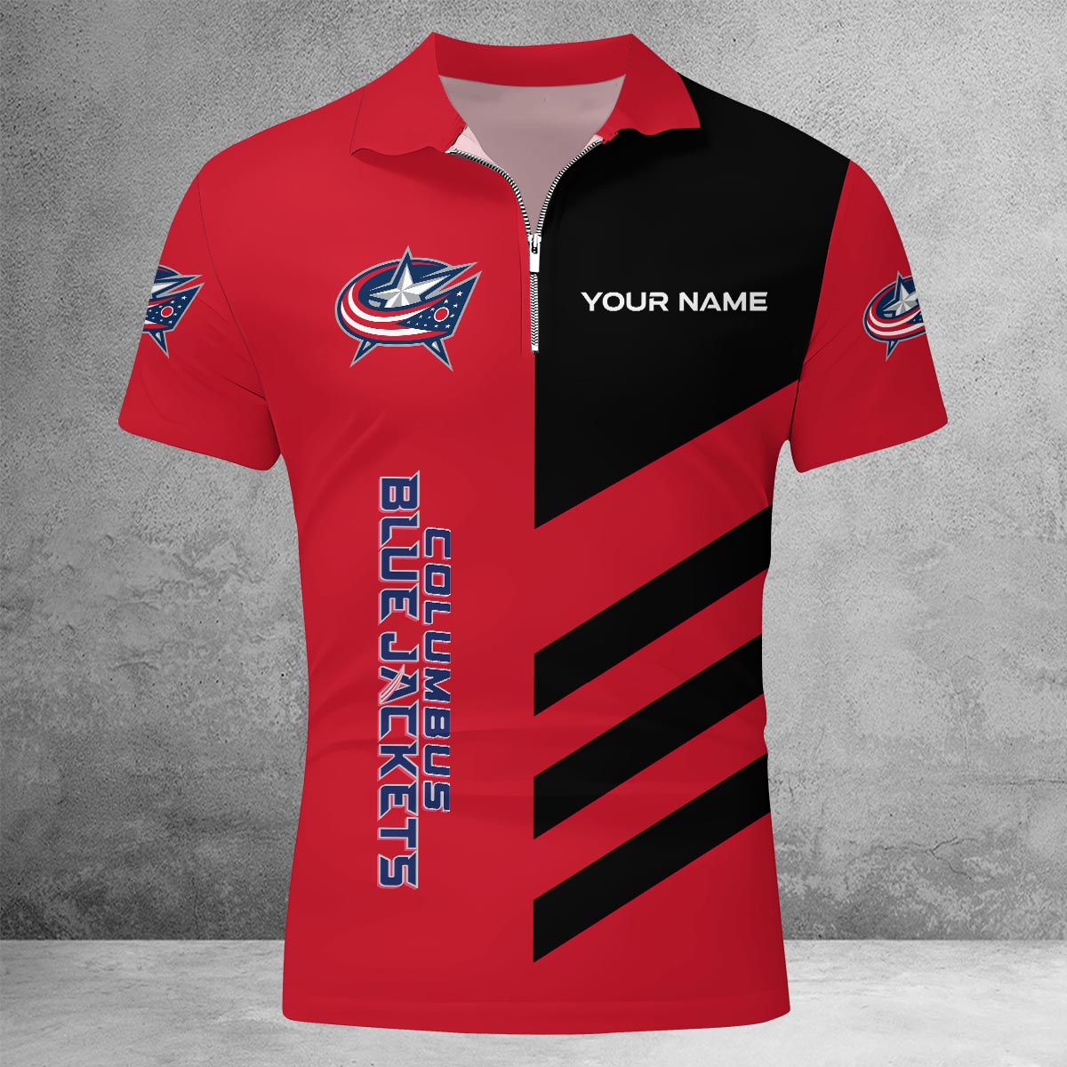 Sportswearmerch Columbus Blue Jackets NHL Lapel Zip Polo Shirt For Fan