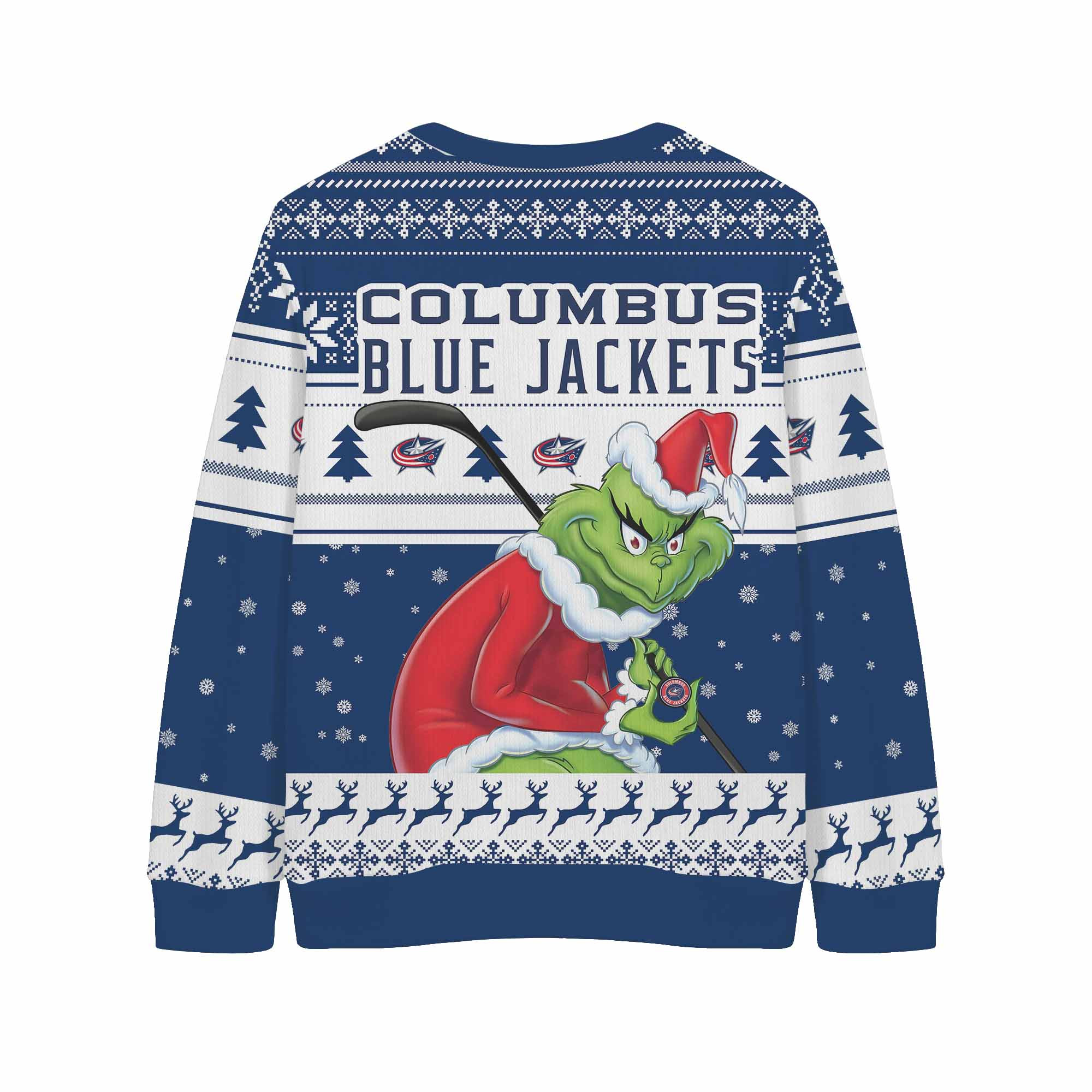 Sportswearmerch Columbus Blue Jackets NHL x Grinch Christmas Cardigan For Fan