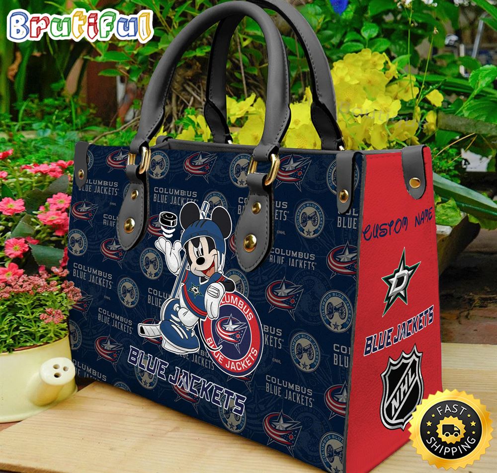 Sportswearmerch Columbus Blue Jackets NHL x Mickey Leather Handbag For Fan