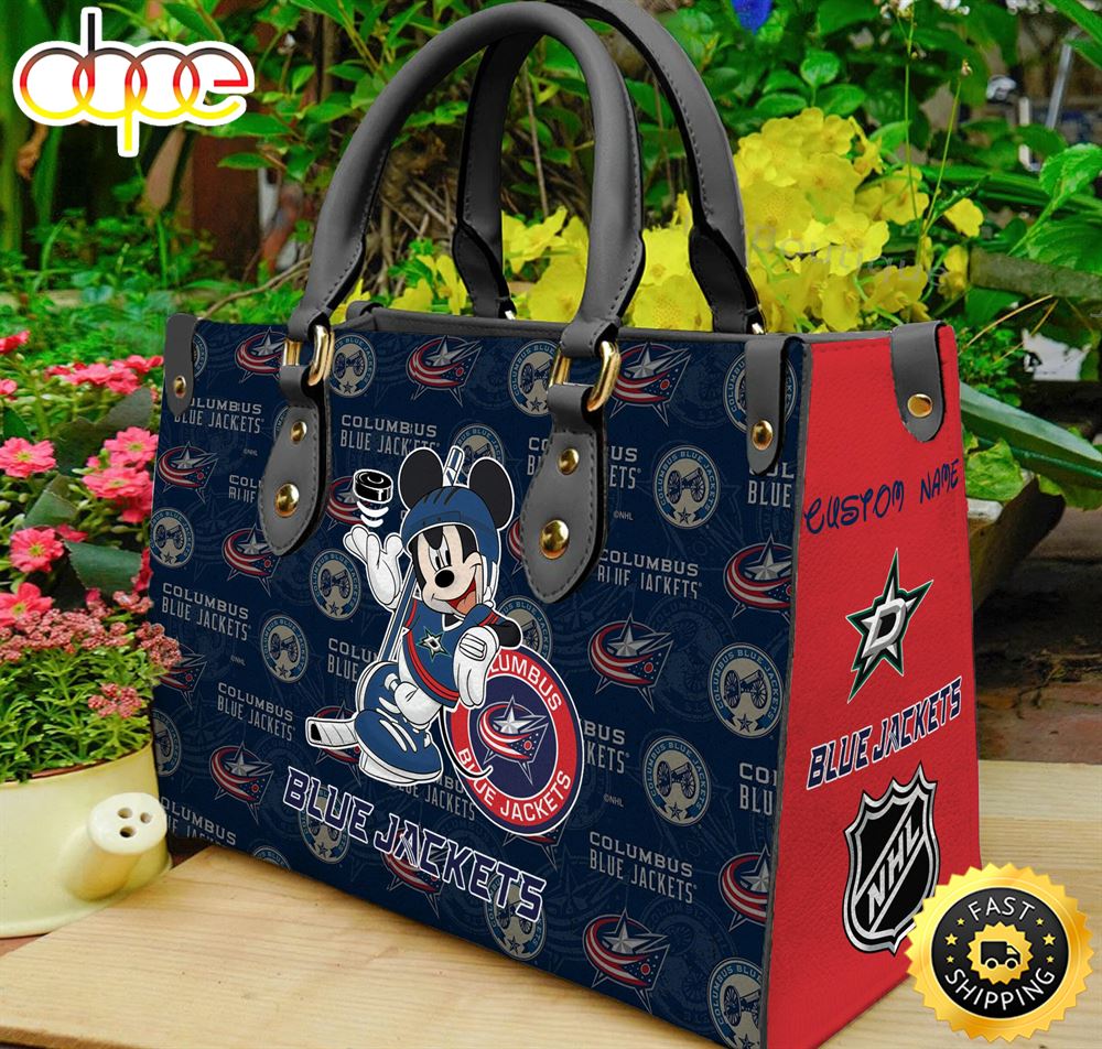 Sportswearmerch Columbus Blue Jackets NHL x Mickey Women Leather Hand Bag For Fan