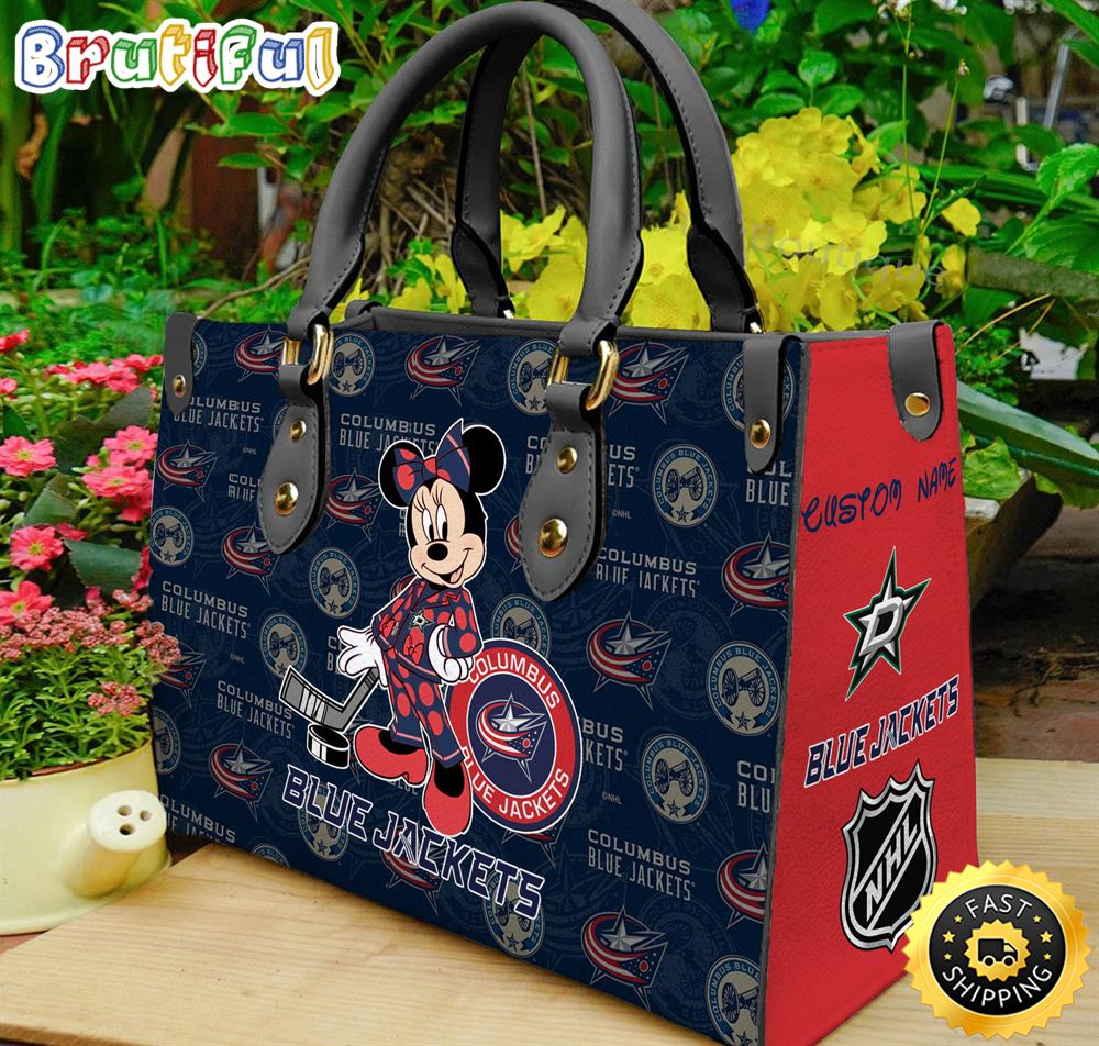 Sportswearmerch Columbus Blue Jackets NHL x Minnie Leather Handbag For Fan