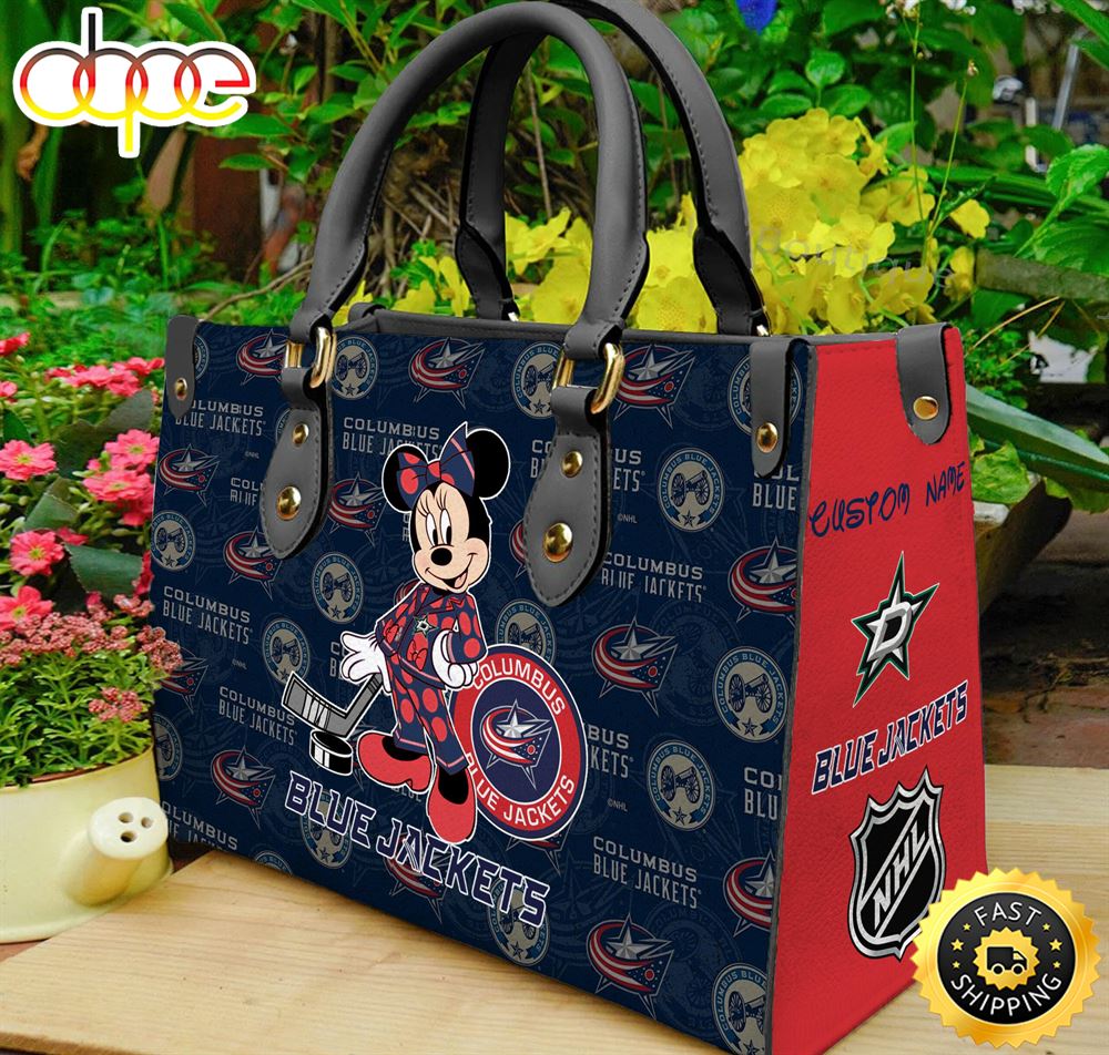 Sportswearmerch Columbus Blue Jackets NHL x Minnie Women Leather Hand Bag For Fan
