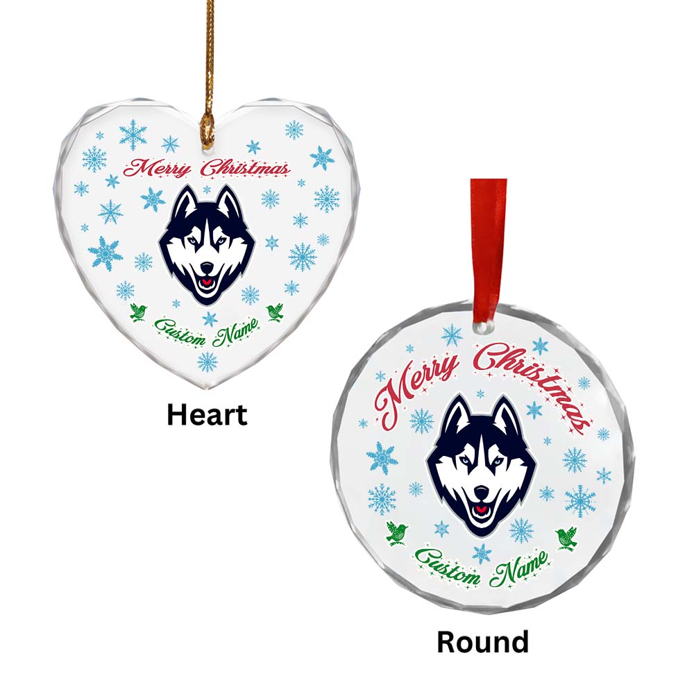 Sportswearmerch Connecticut Huskies NCAA x Christmas Glass Ornament Gift For Fans