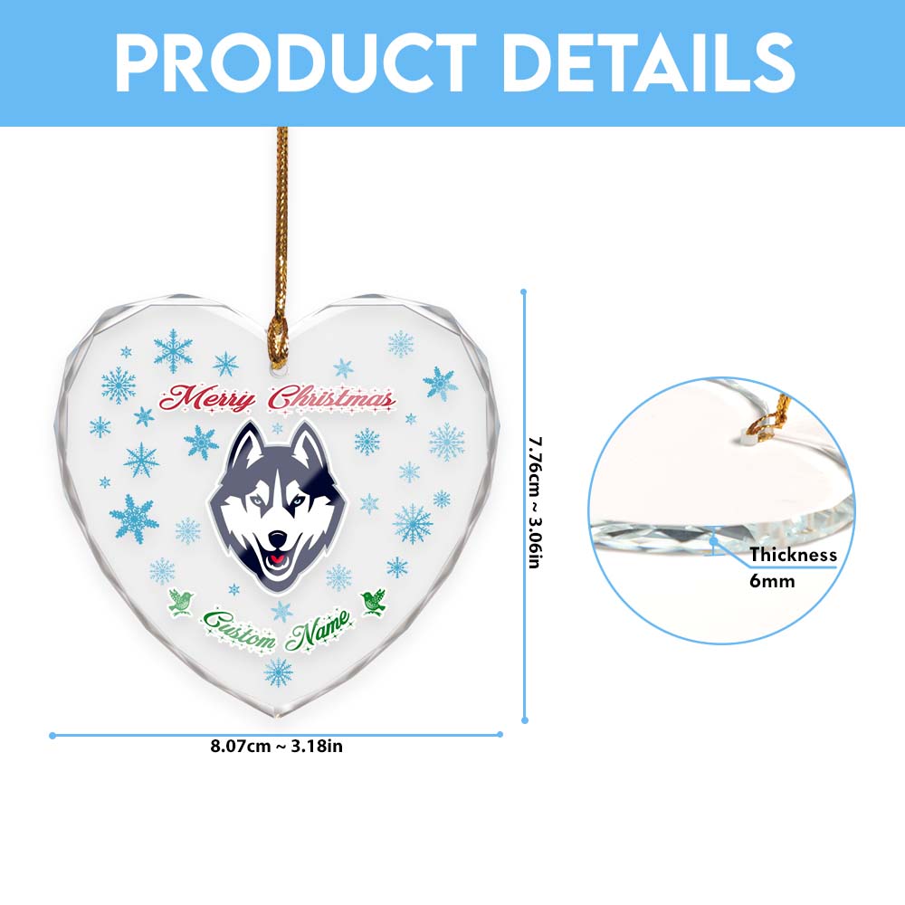 Sportswearmerch Connecticut Huskies NCAA x Christmas Glass Ornament Gift For Fans