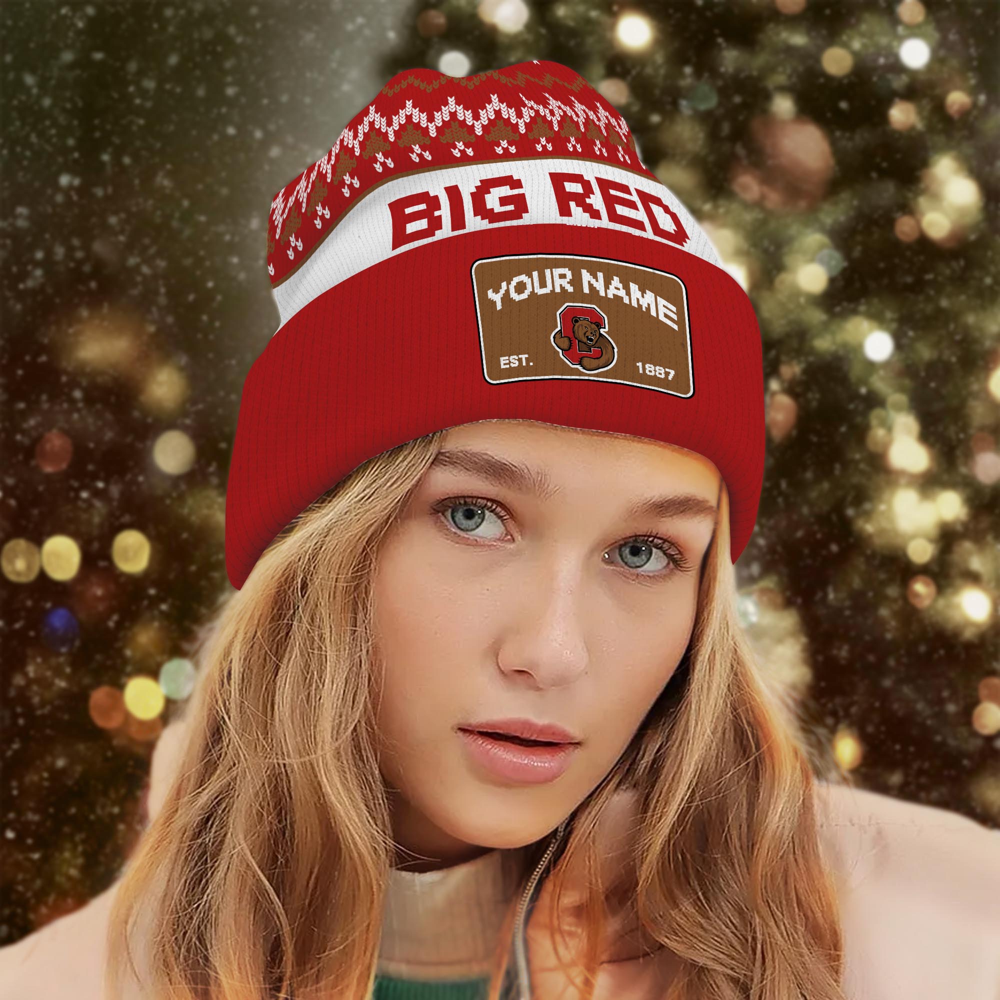 Sportswearmerch Cornell Big Red NCAA Christmas Beanie Hat For Fan