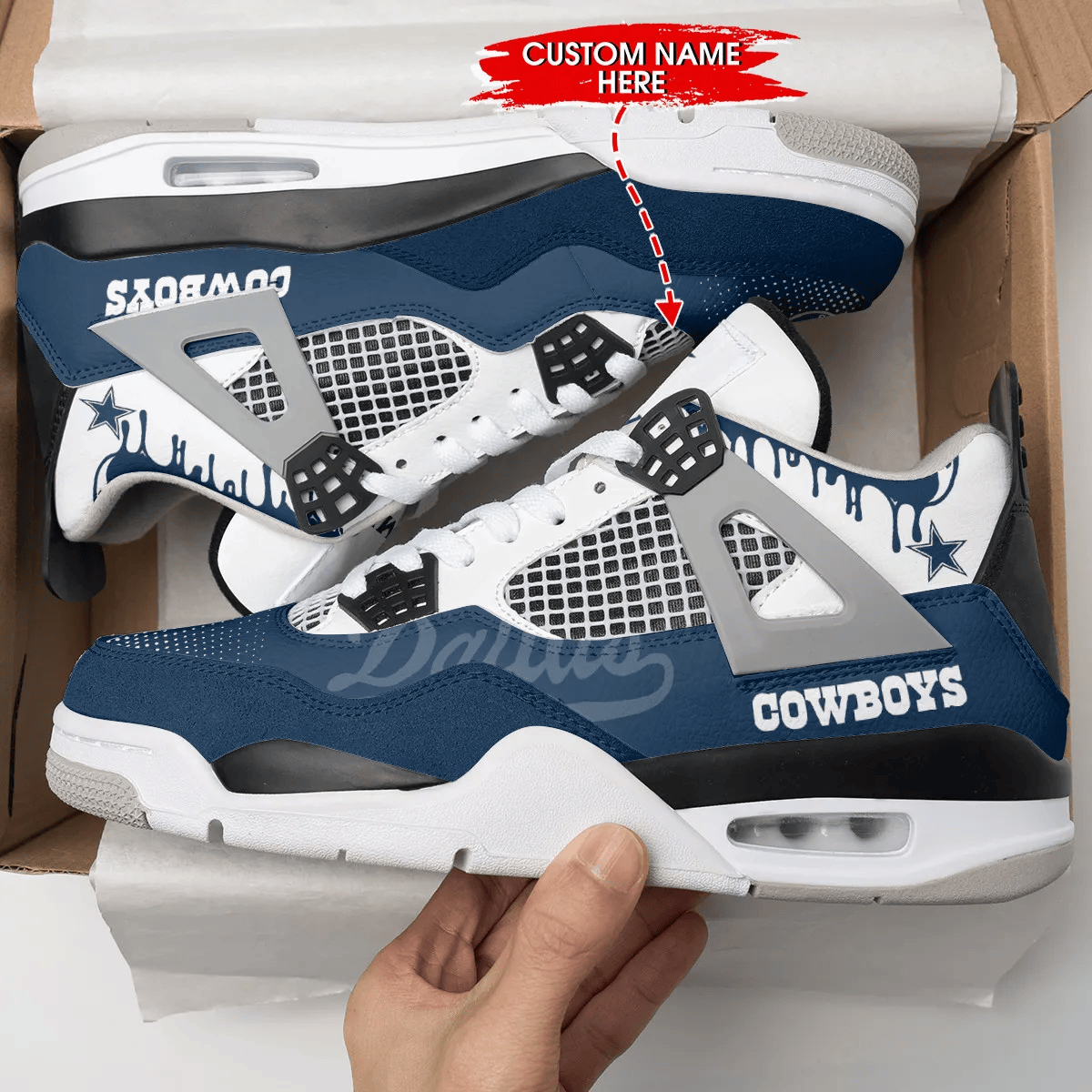 Sportswearmerch Dallas Cowboys NFL Air Jordan 4 Sneaker AJ4 Sneakers Shoes For Men And Women