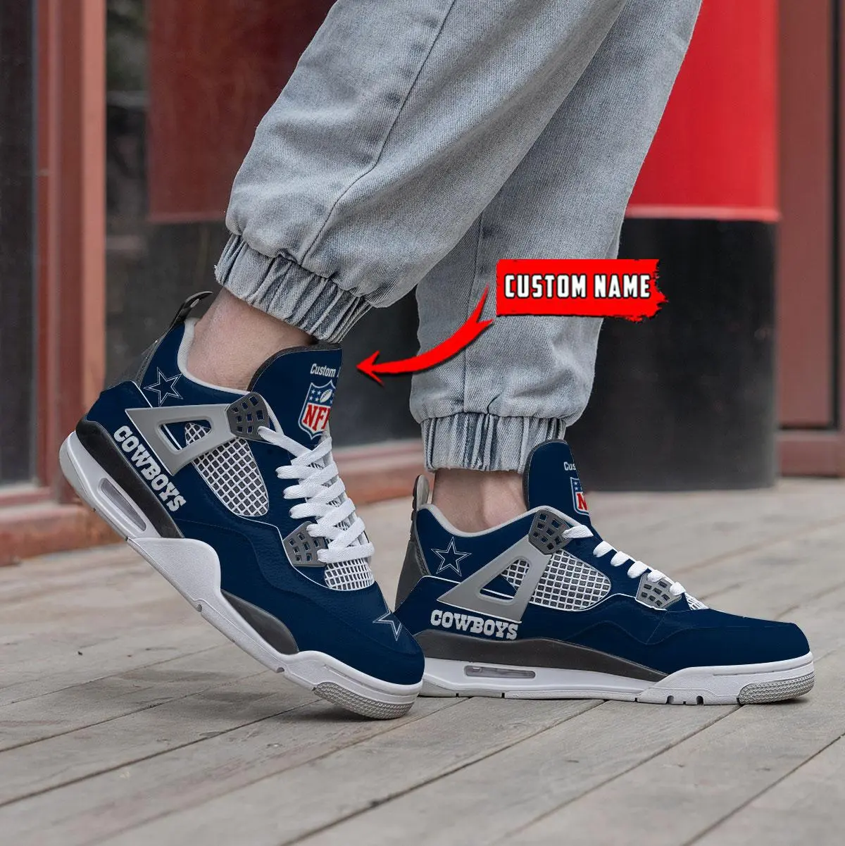 Sportswearmerch Dallas Cowboys NFL Air Jordan 4 Sneaker AJ4 Sneakers Shoes For Men And Women