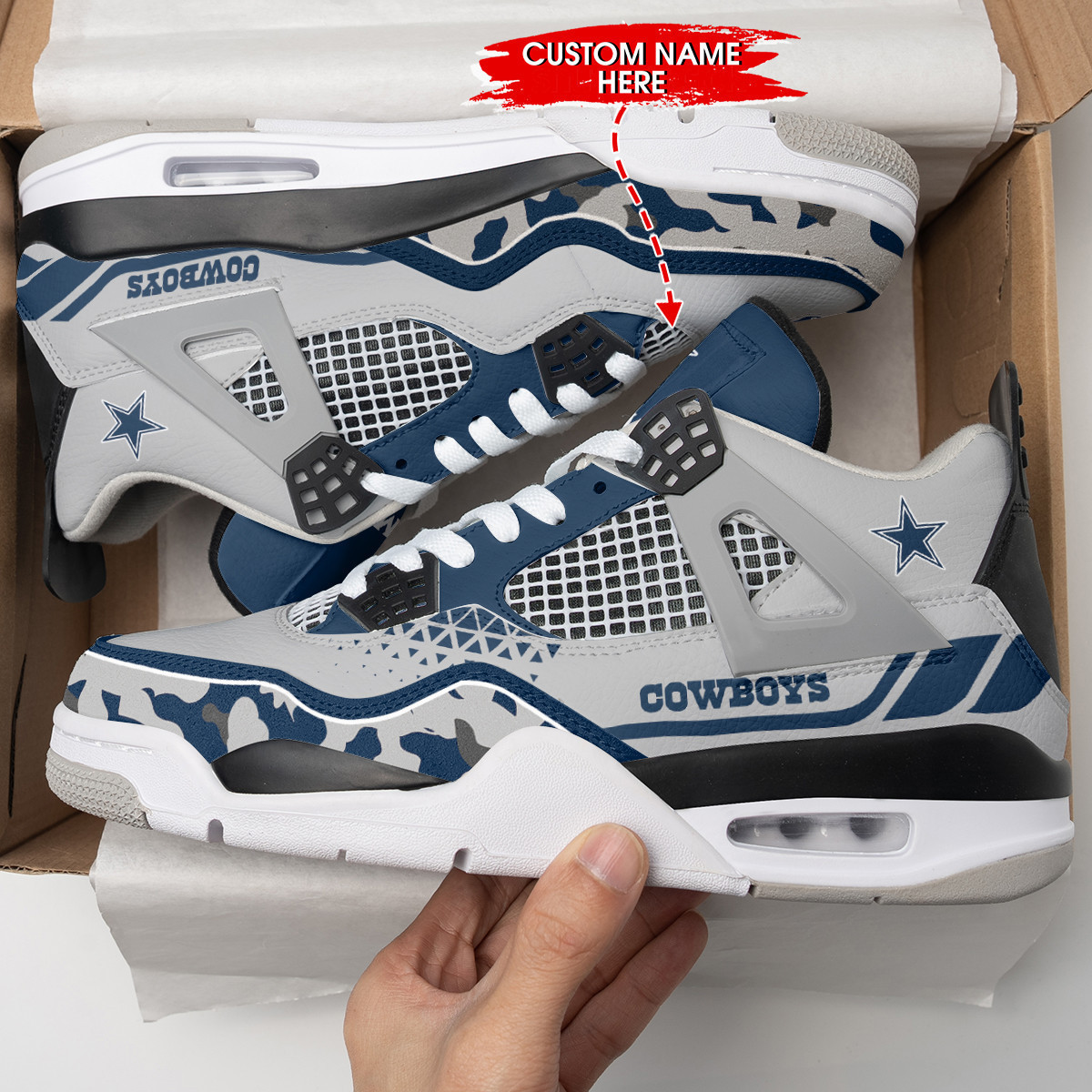 Sportswearmerch Dallas Cowboys NFL Air Jordan 4 Sneaker AJ4 Sneakers Shoes For Men And Women