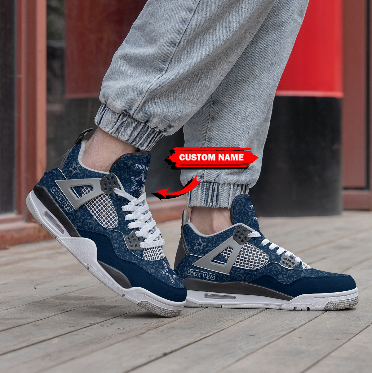Sportswearmerch Dallas Cowboys NFL Air Jordan 4 Sneaker AJ4 Sneakers Shoes For Men And Women